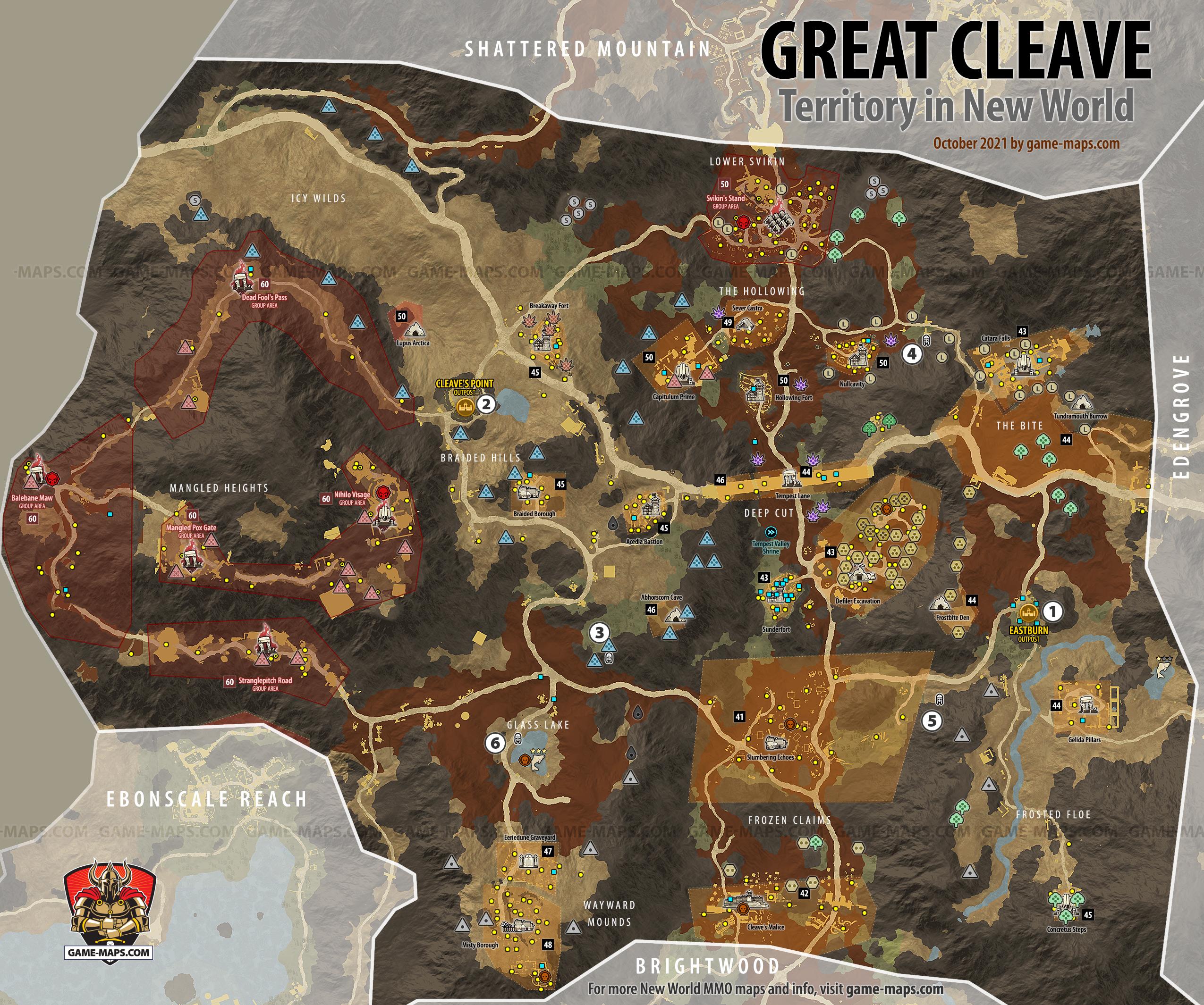 Great Cleave Territory Map for New World MMO