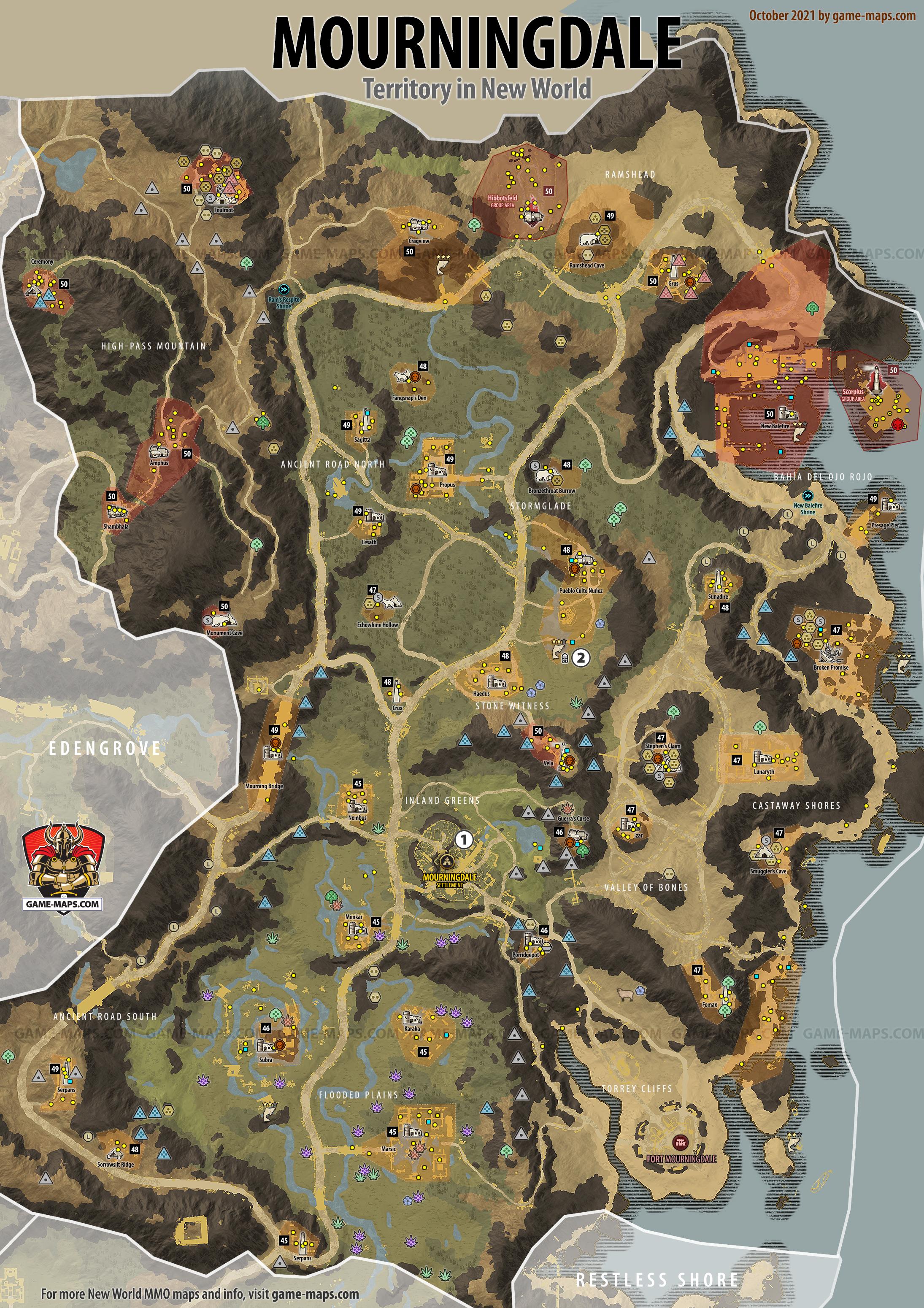 Mourningdale Territory Map for New World MMO