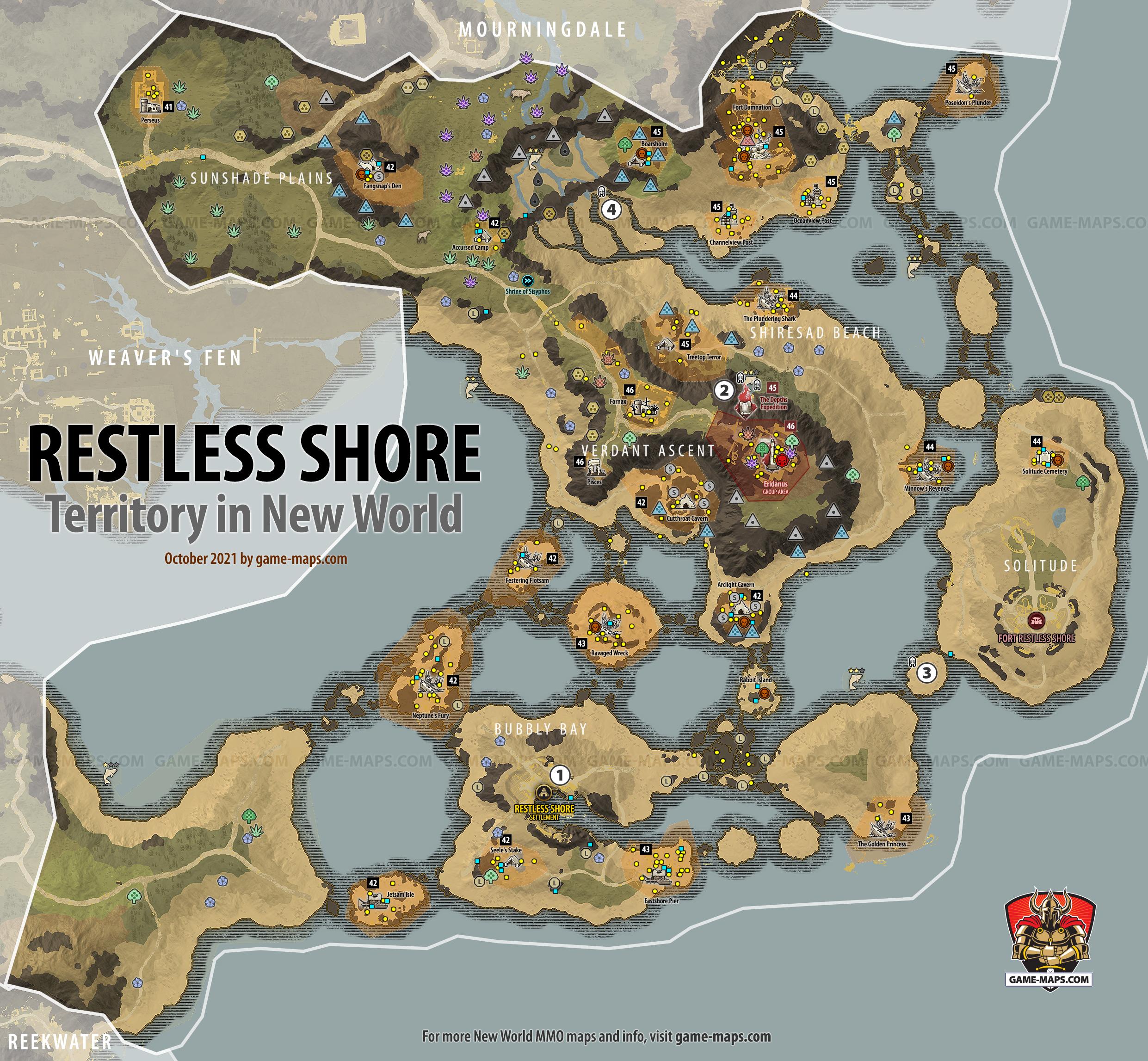 New World Map Restless Shore Territory