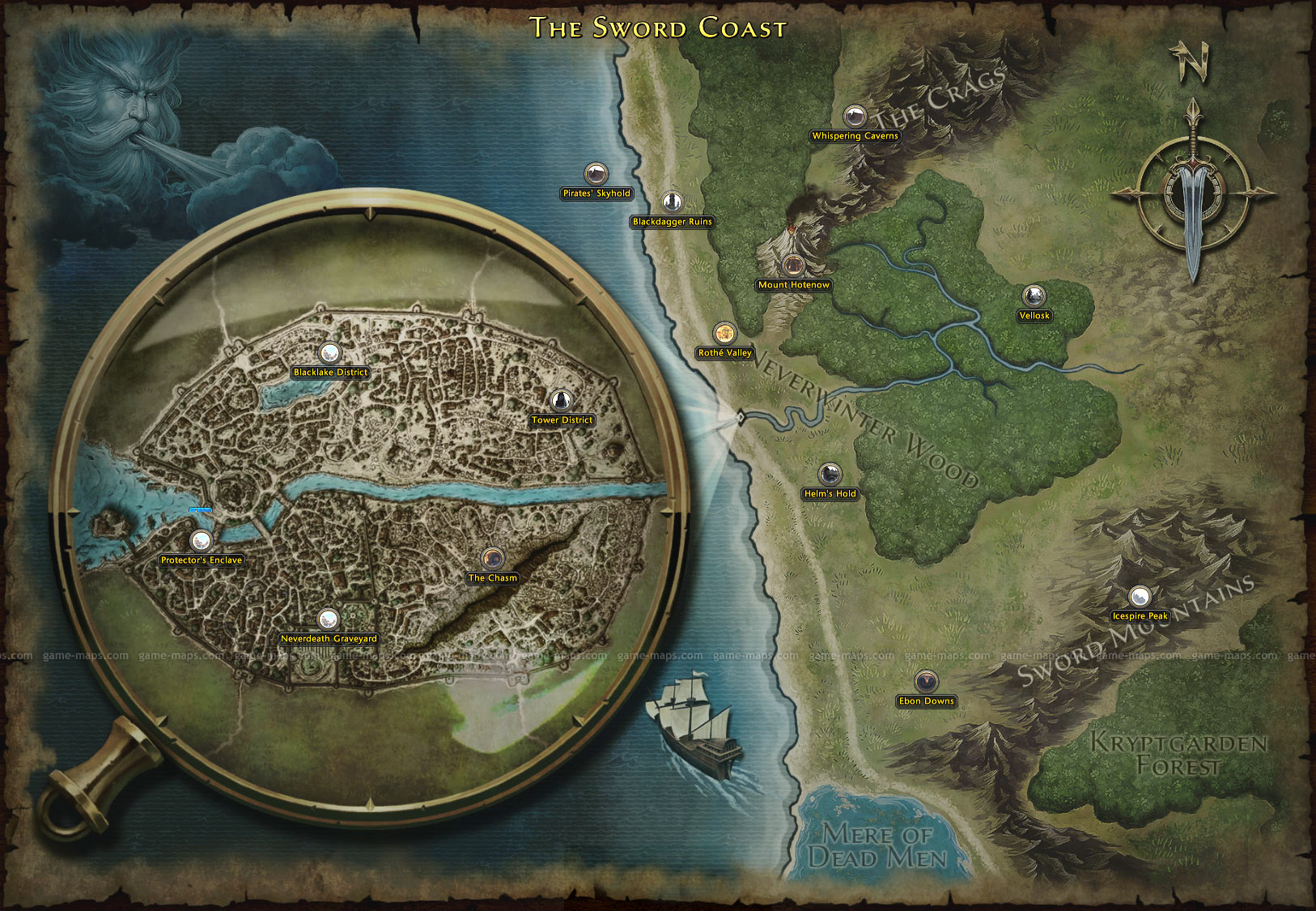 The Sword Coast Map Neverwinter