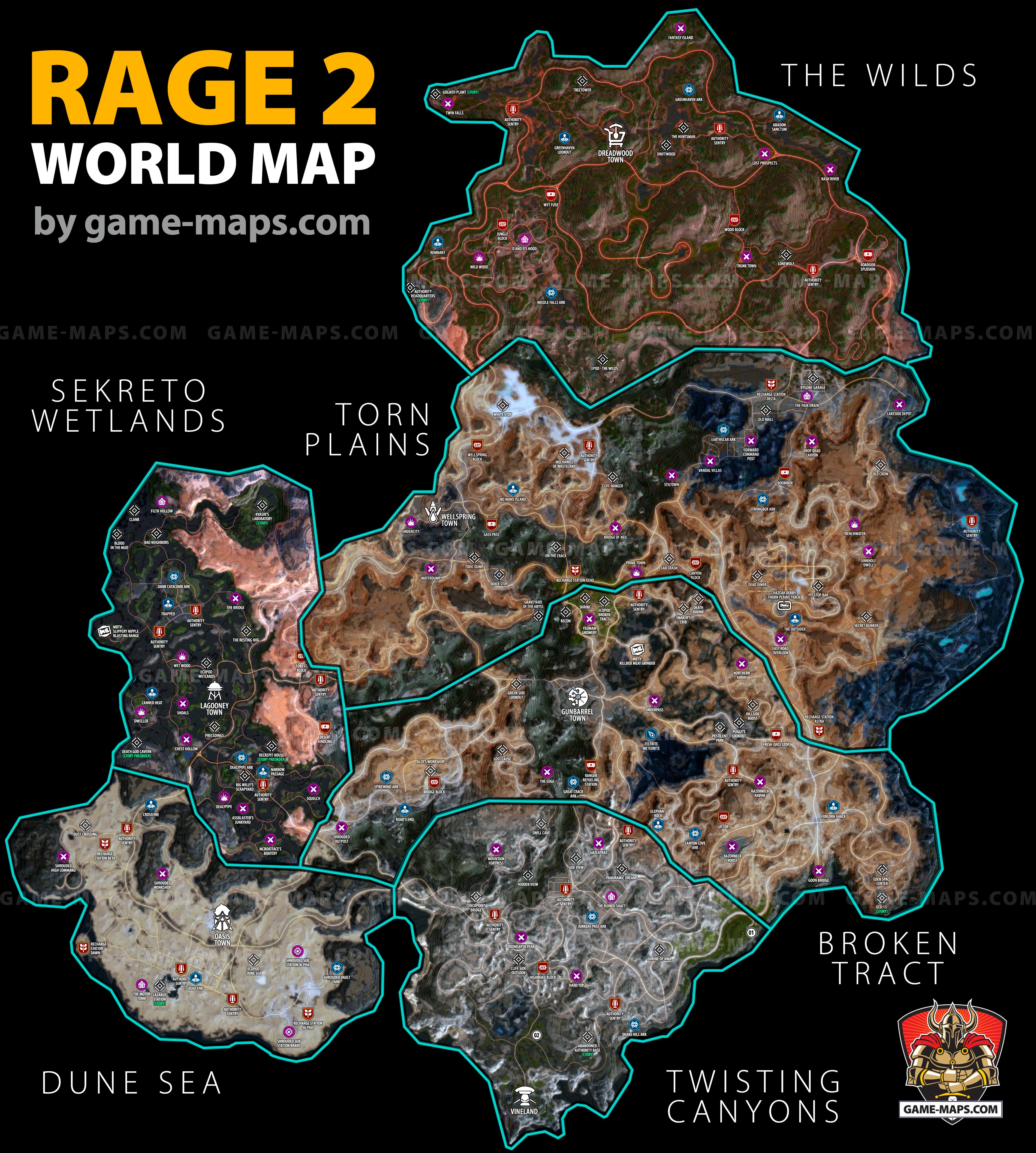 Rage 2 All Locations Map Full Rage 2 World Map | Game-Maps.com