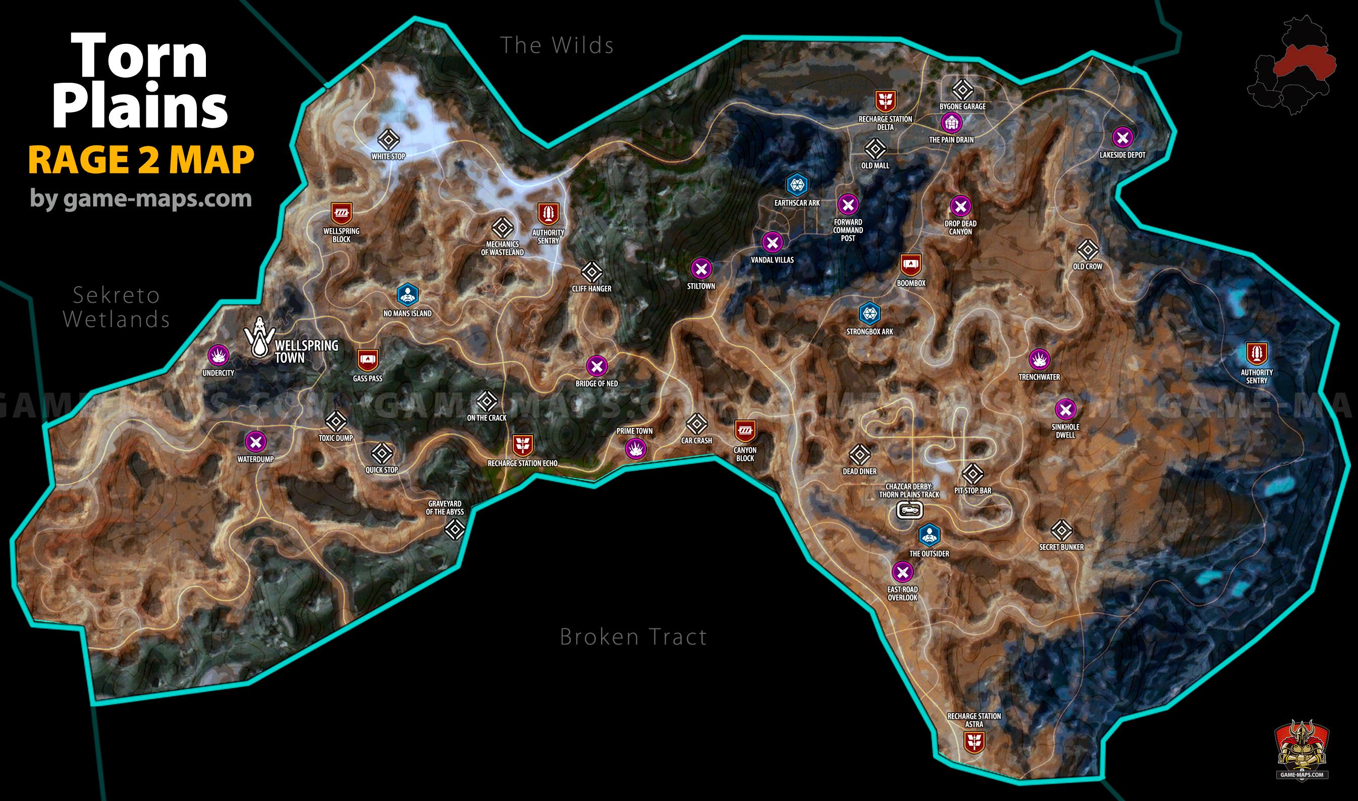 Torn Plains - Rage 2 Map with Locations