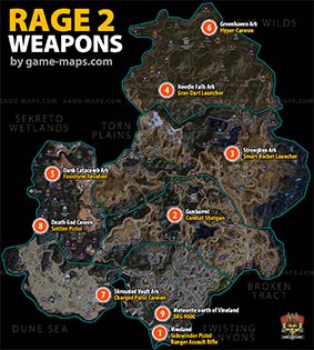 Weapon Locations in Rage 2 Map