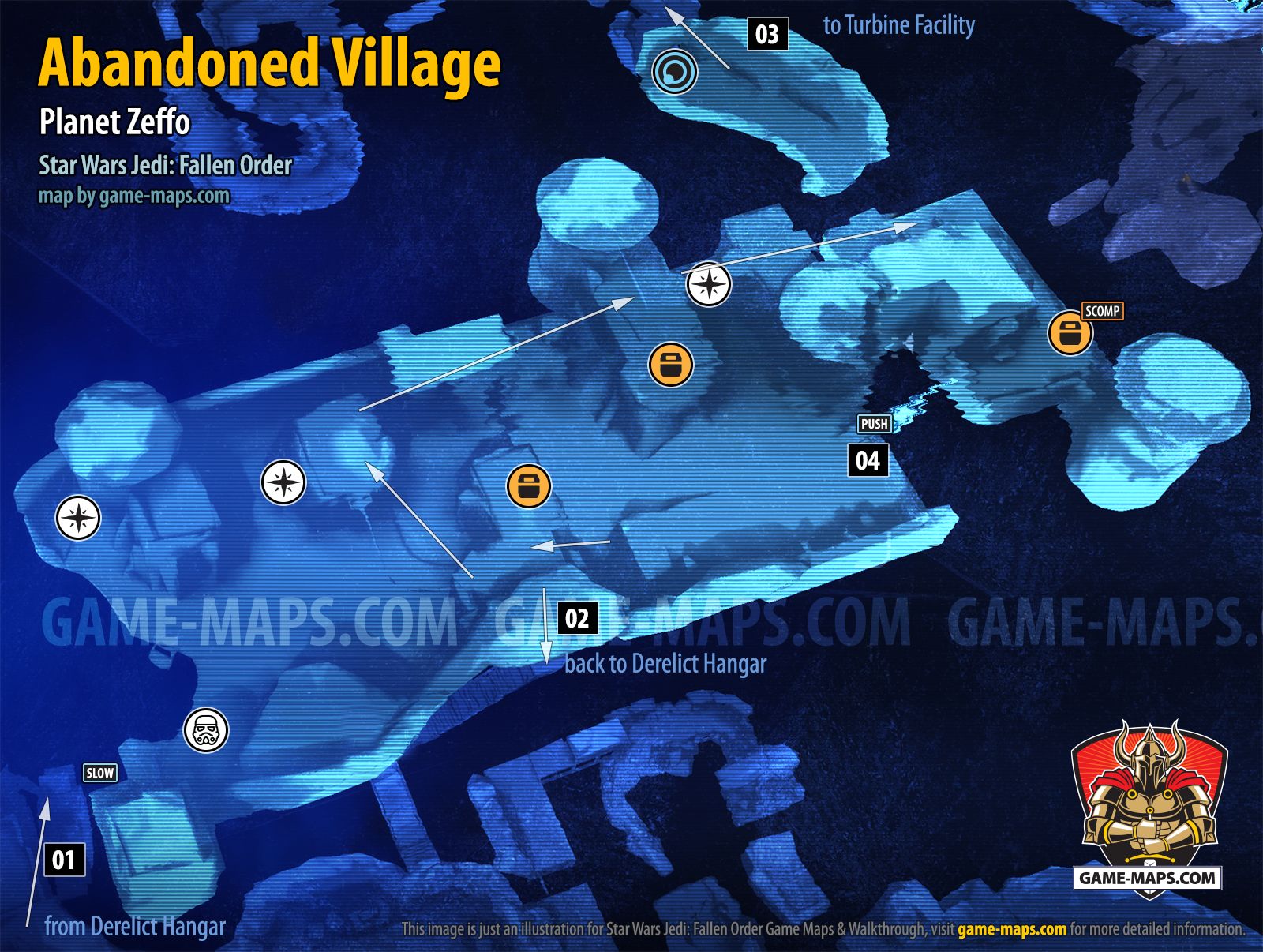 Abandoned Village Map, Planet Zeffo for Star Wars Jedi Fallen Order