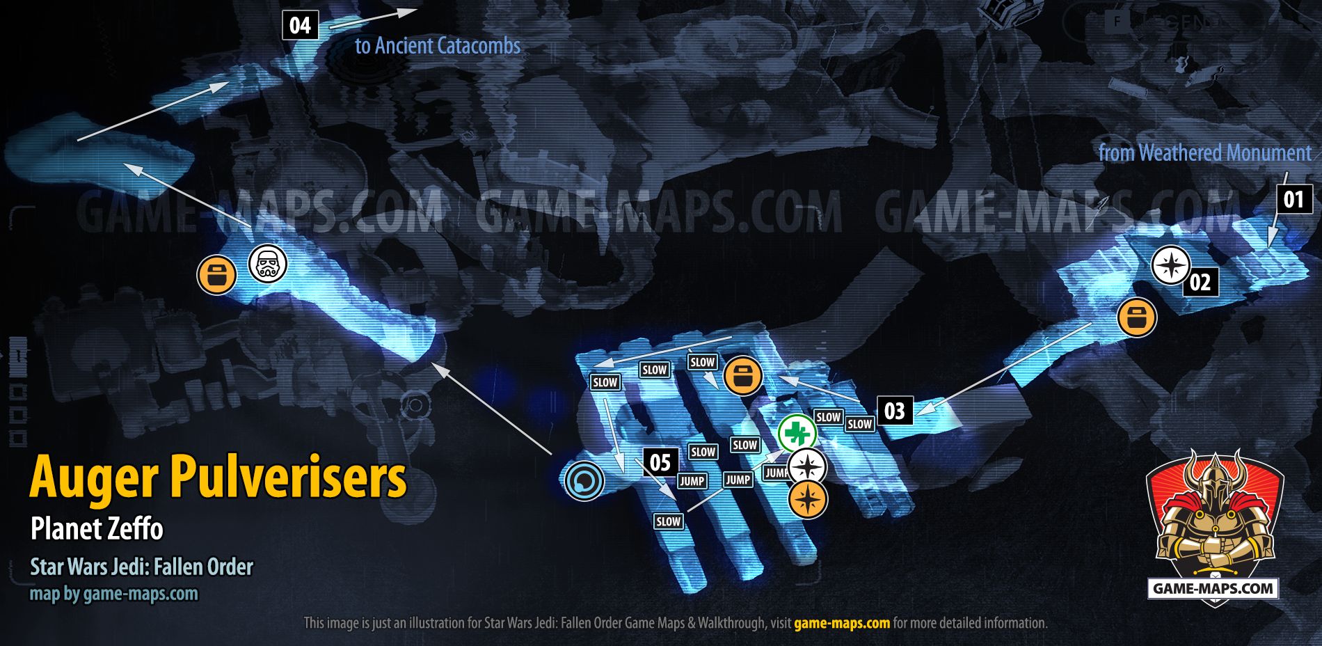 Auger Pulverisers Map, Planet Zeffo for Star Wars Jedi Fallen Order
