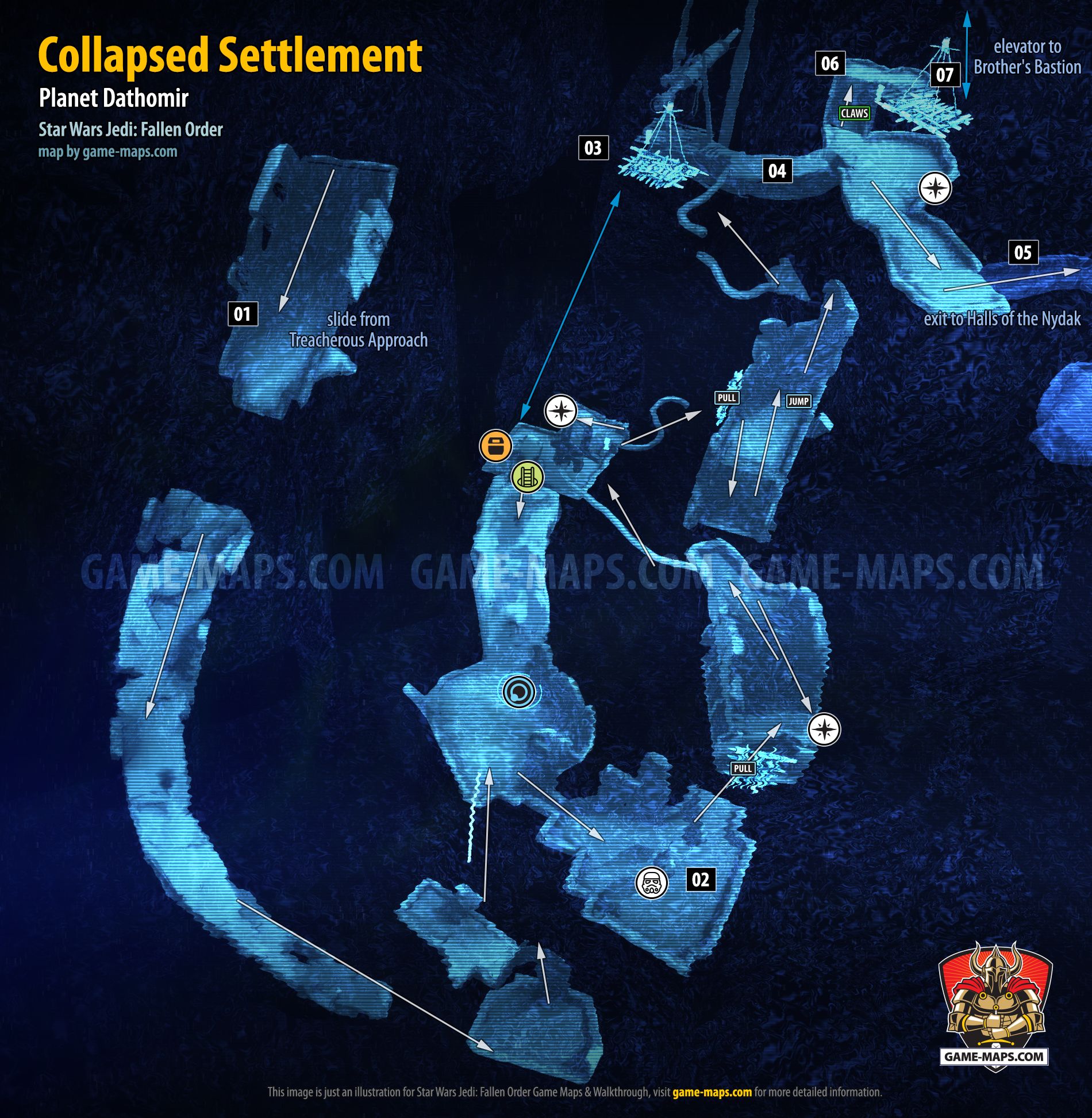 Collapsed Settlement Map, Dathomir for Star Wars Jedi Fallen Order