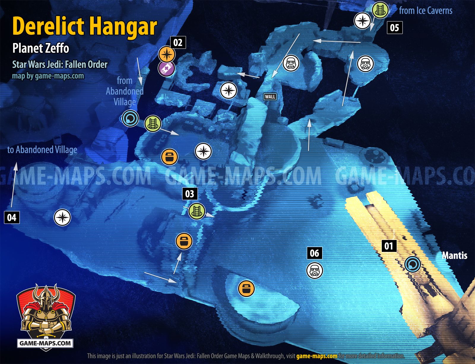 Derelict Hangar Map, Planet Zeffo for Star Wars Jedi Fallen Order