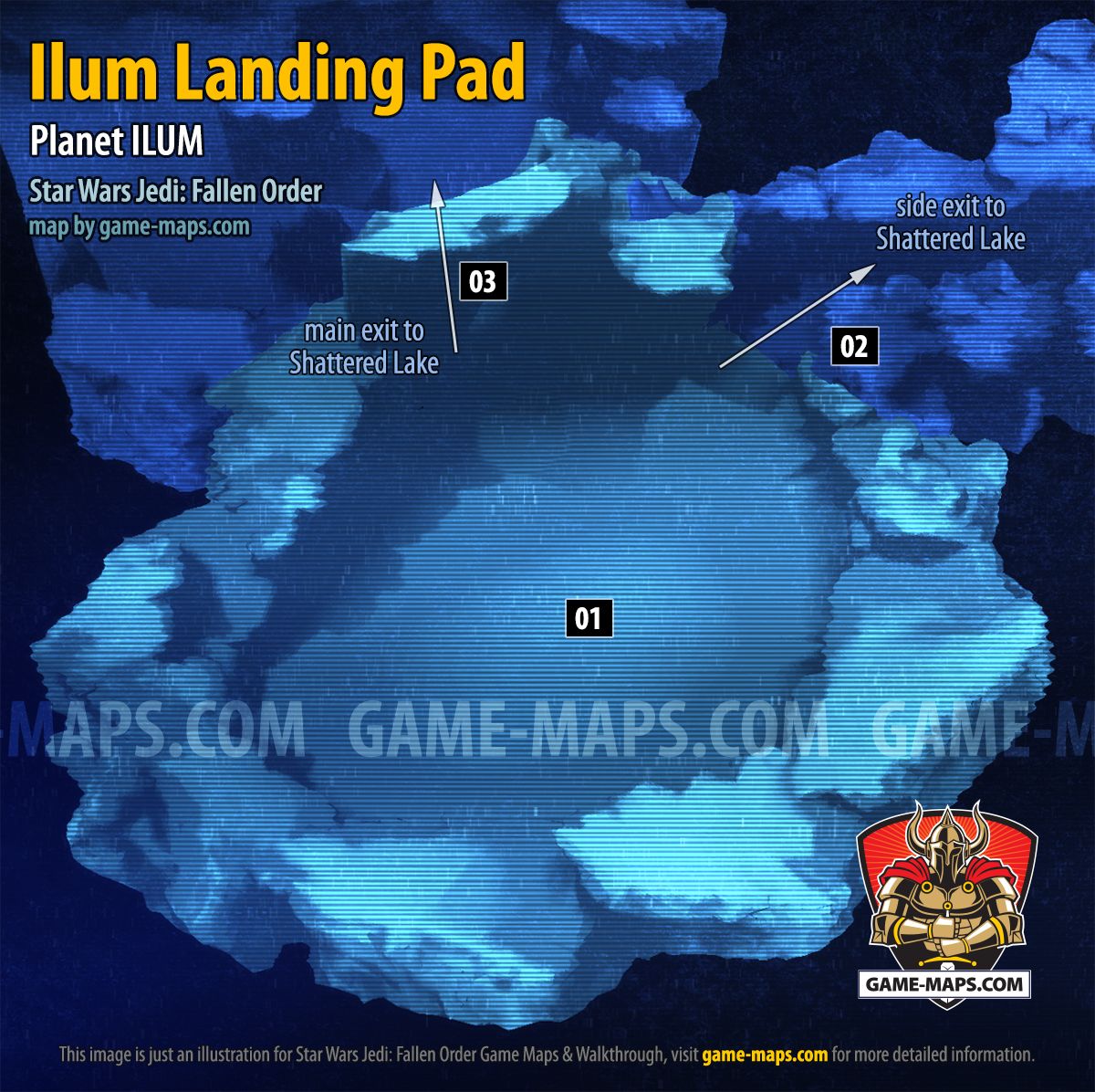 Landing Pad Map, Planet Ilum for Star Wars Jedi Fallen Order