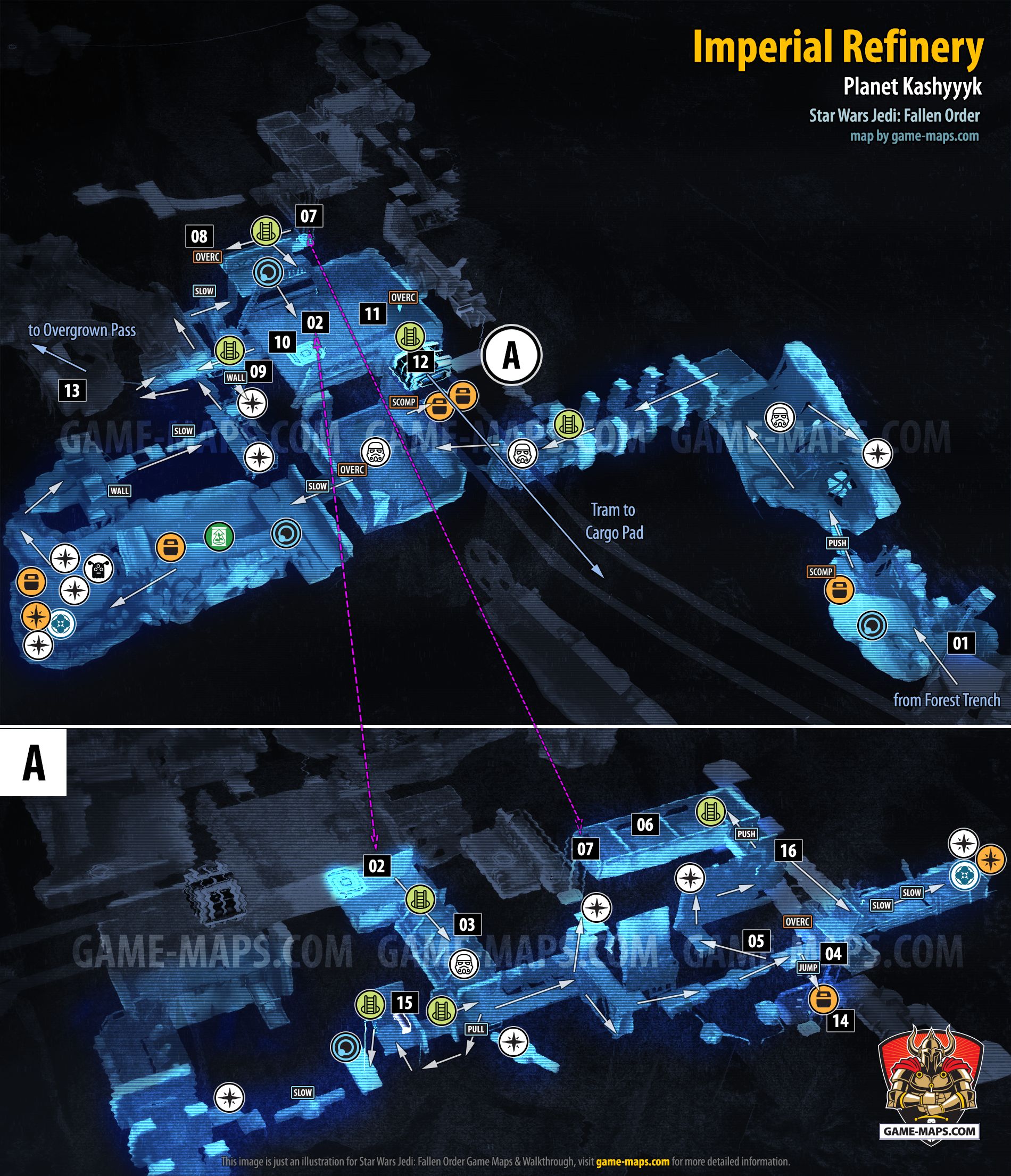 Imperial Refinery Map, Planet Kashyyyk for Star Wars Jedi Fallen Order