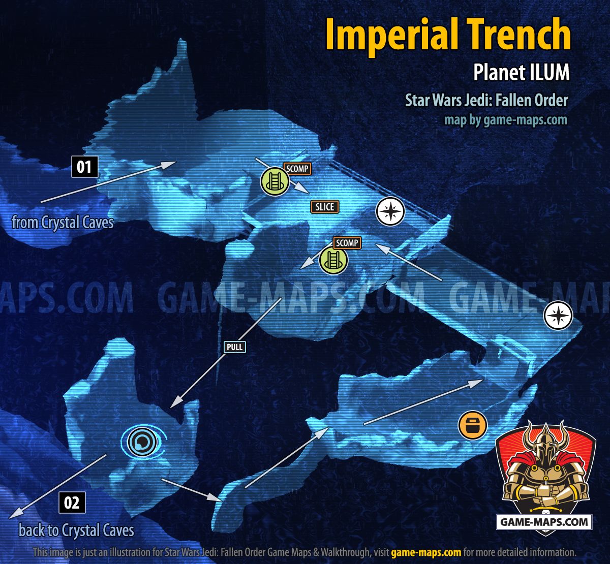 Imperial Trench Map, Planet Ilum for Star Wars Jedi Fallen Order