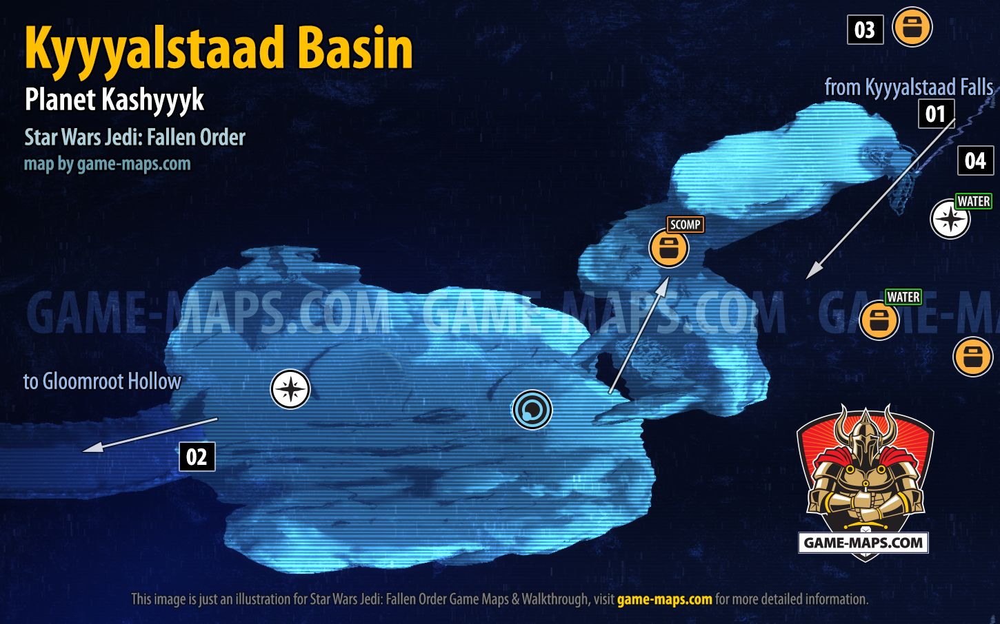 Kyyyalstaad Basin Map, Planet Kashyyyk for Star Wars Jedi Fallen Order