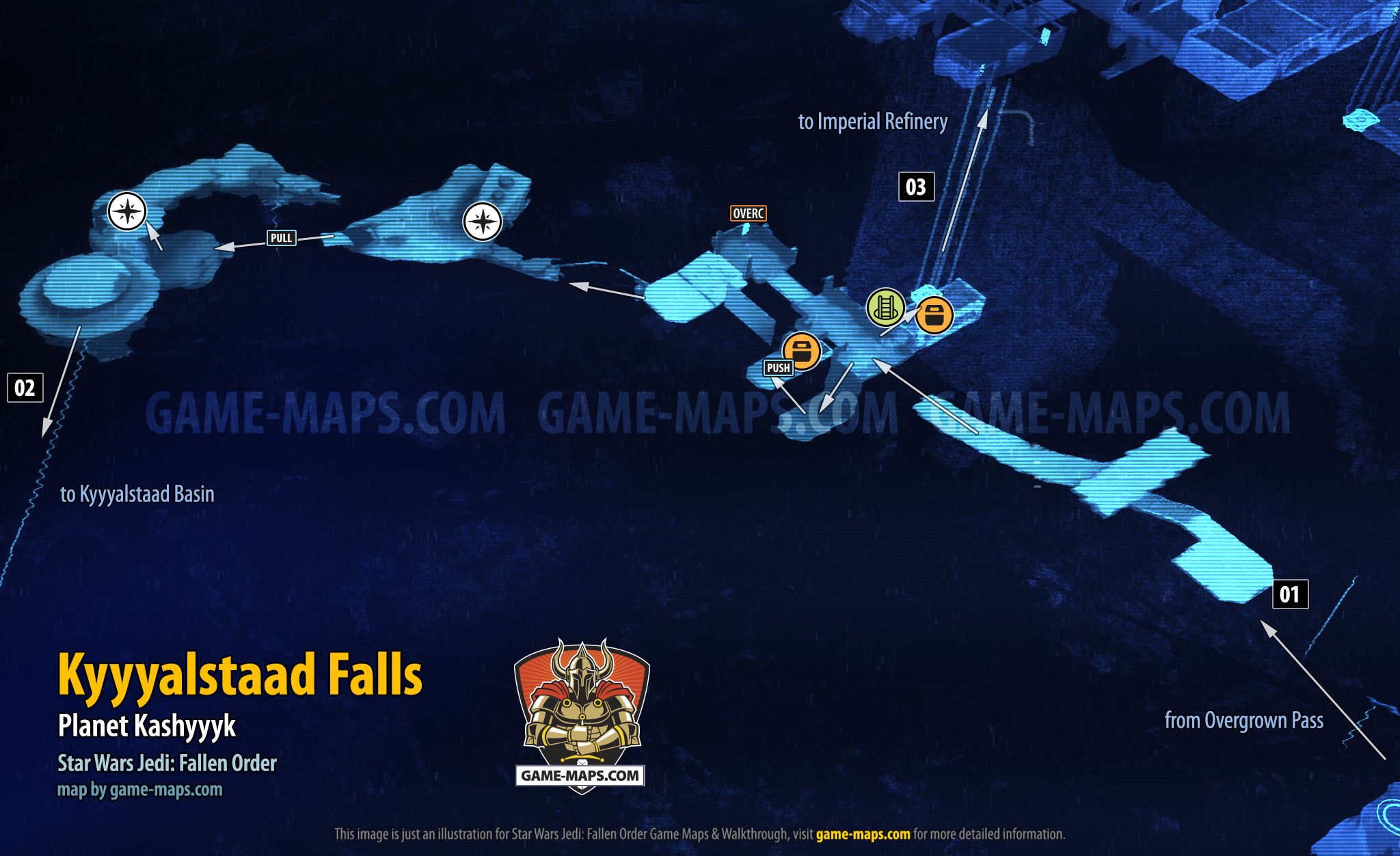 Kyyyalstaad Falls Map, Planet Kashyyyk for Star Wars Jedi Fallen Order
