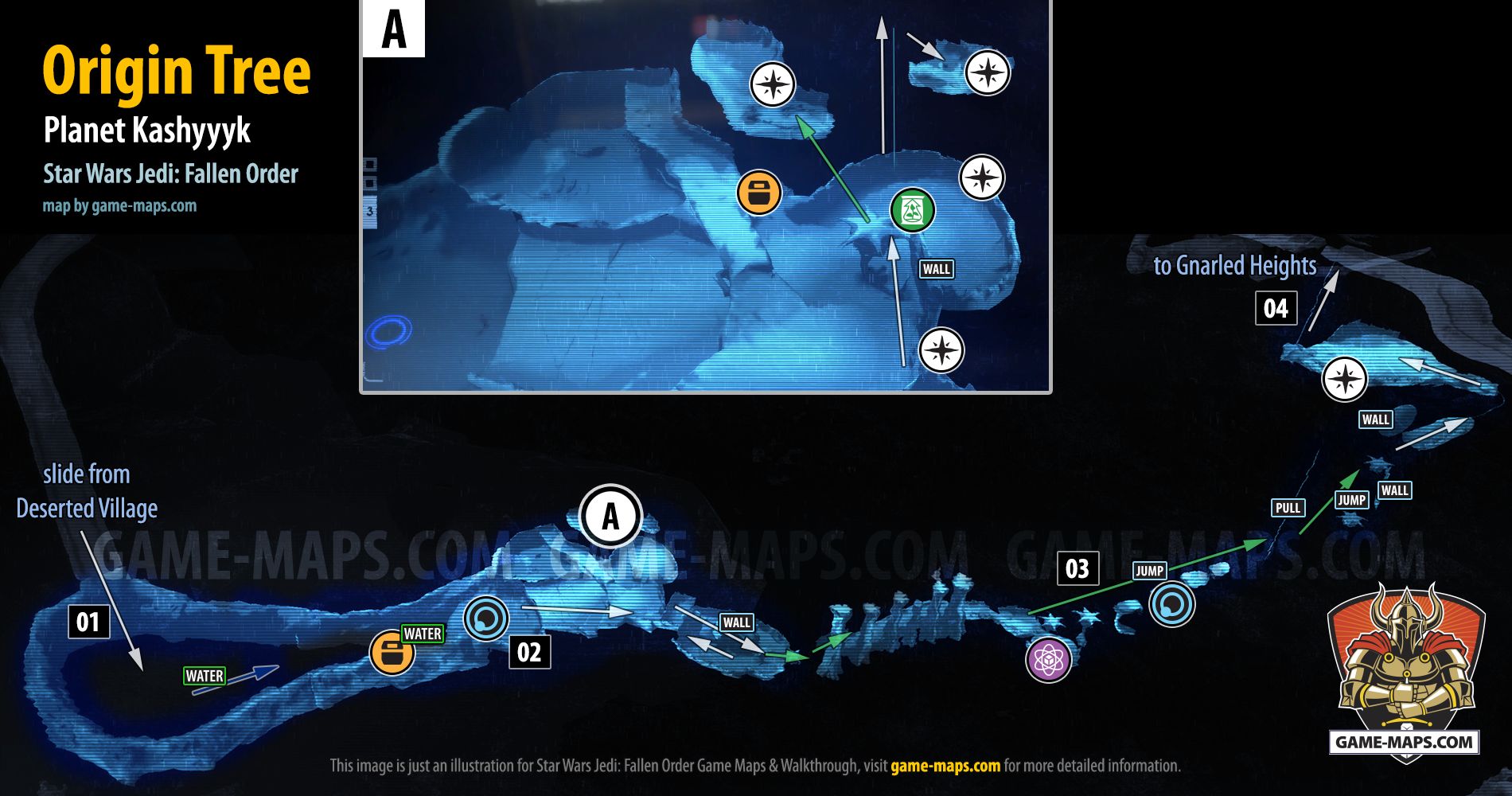 Origin Tree Map, Planet Kashyyyk for Star Wars Jedi Fallen Order