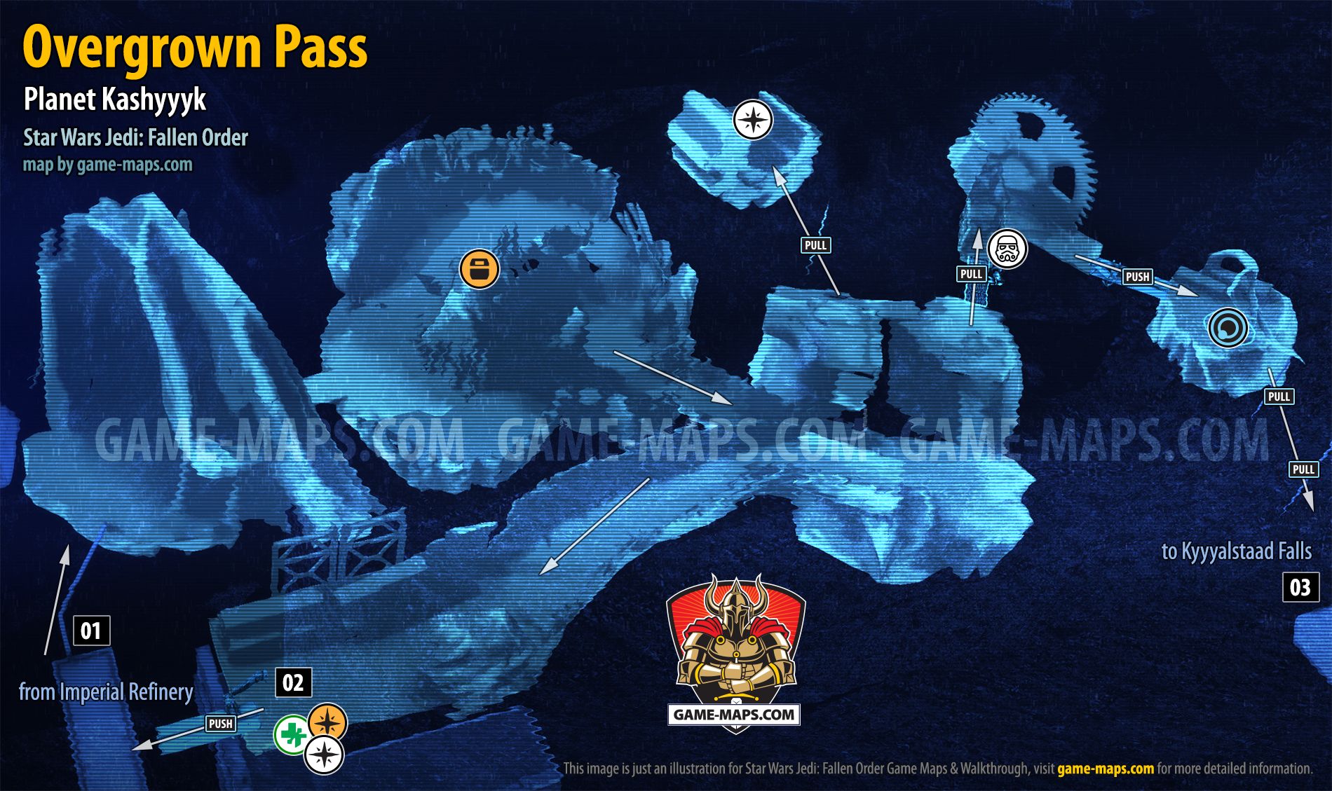 Overgrown Pass Map, Planet Kashyyyk for Star Wars Jedi Fallen Order
