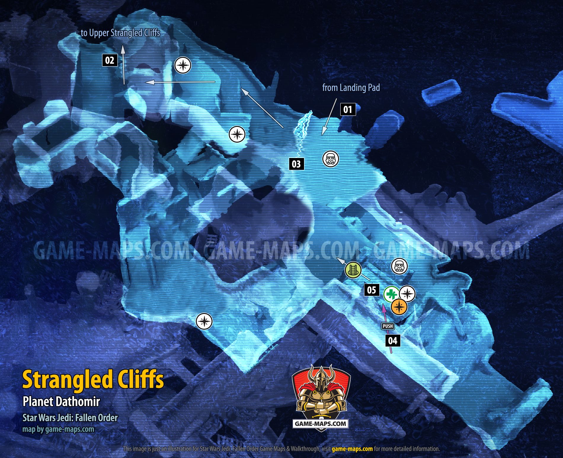 Strangled Cliffs Map, Planet Dathomir for Star Wars Jedi Fallen Order