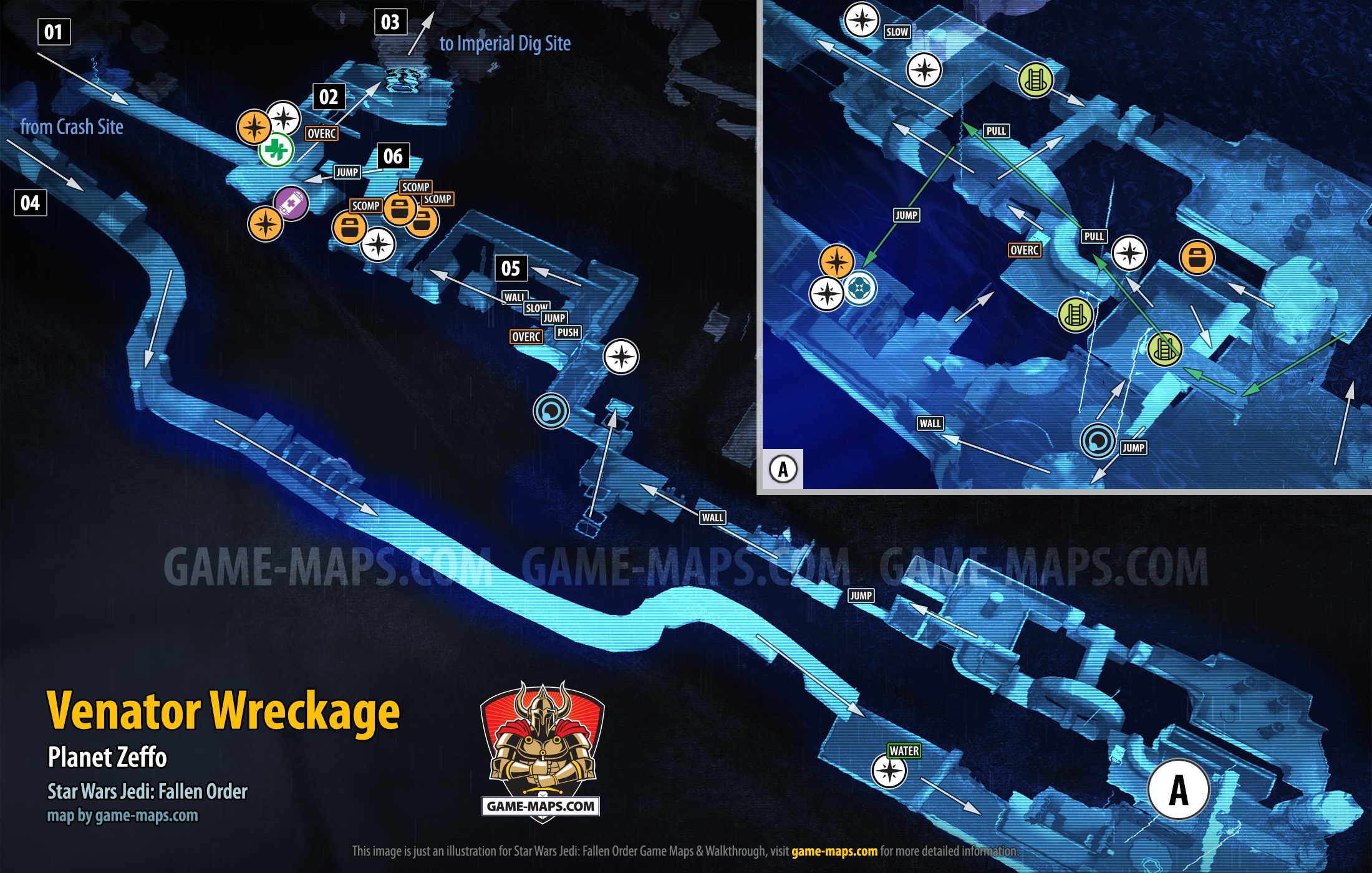 Venator Wreckage Map, Planet Zeffo for Star Wars Jedi Fallen Order