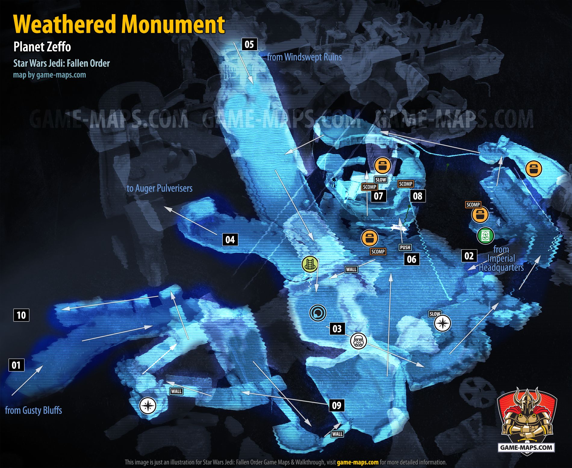 Weathered Monument Map, Planet Zeffo for Star Wars Jedi Fallen Order