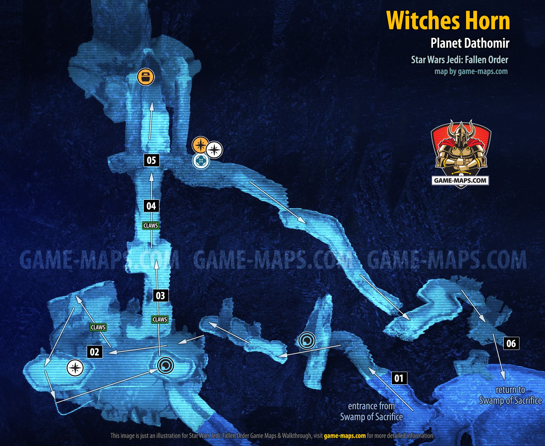 Witches Horn Map, Planet Dathomir for Star Wars Jedi Fallen Order