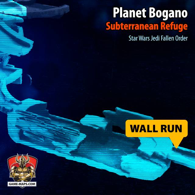 Location Map of Wall Run Force Ability in Jedi Fallen Order Planet Bogano in Subterranean Refuge - Star Wars Jedi: Fallen Order