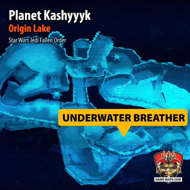Location Map of Underwater Breather Jedi Equipment in Jedi Fallen Order Planet Kashyyyk in Origin Lake - Star Wars Jedi: Fallen Order