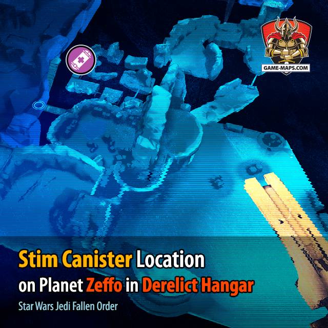 Location of Stim Canister in Derelict Hangar on Planet Zeffo in Jedi Fallen Order - Star Wars Jedi: Fallen Order