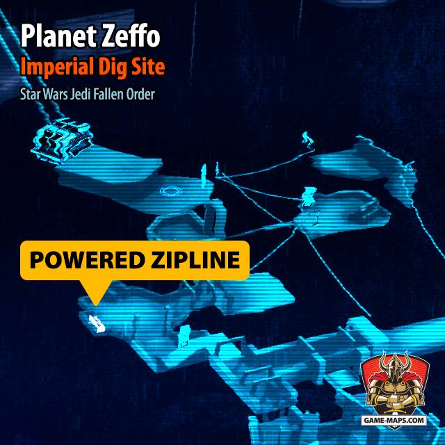 Location Map of Powered Zipline Droid Upgrade in Jedi Fallen Order Planet Zeffo in Imperial Dig Site - Star Wars Jedi: Fallen Order