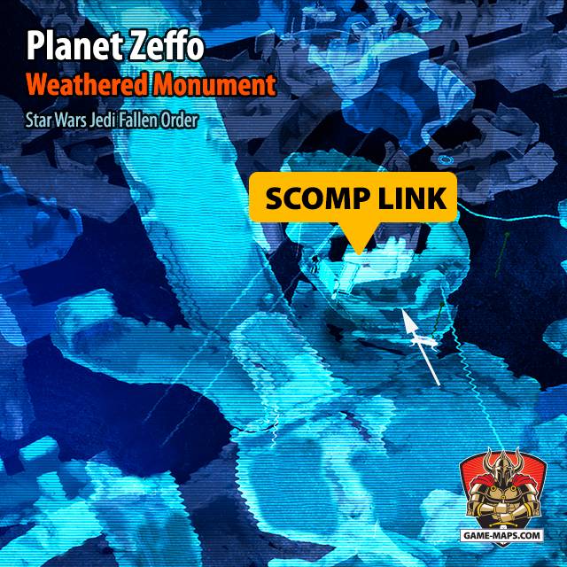 Location Map of Scomp Link Droid Upgrade in Jedi Fallen Order Planet Zeffo in Weathered Monument - Star Wars Jedi: Fallen Order