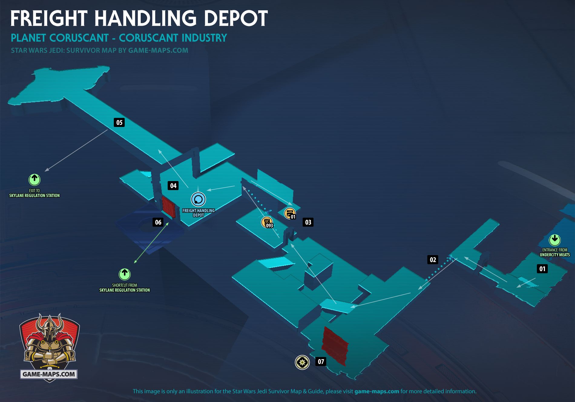 Freight Handling Depot Map Coruscant Planet for Star Wars Jedi Survivor