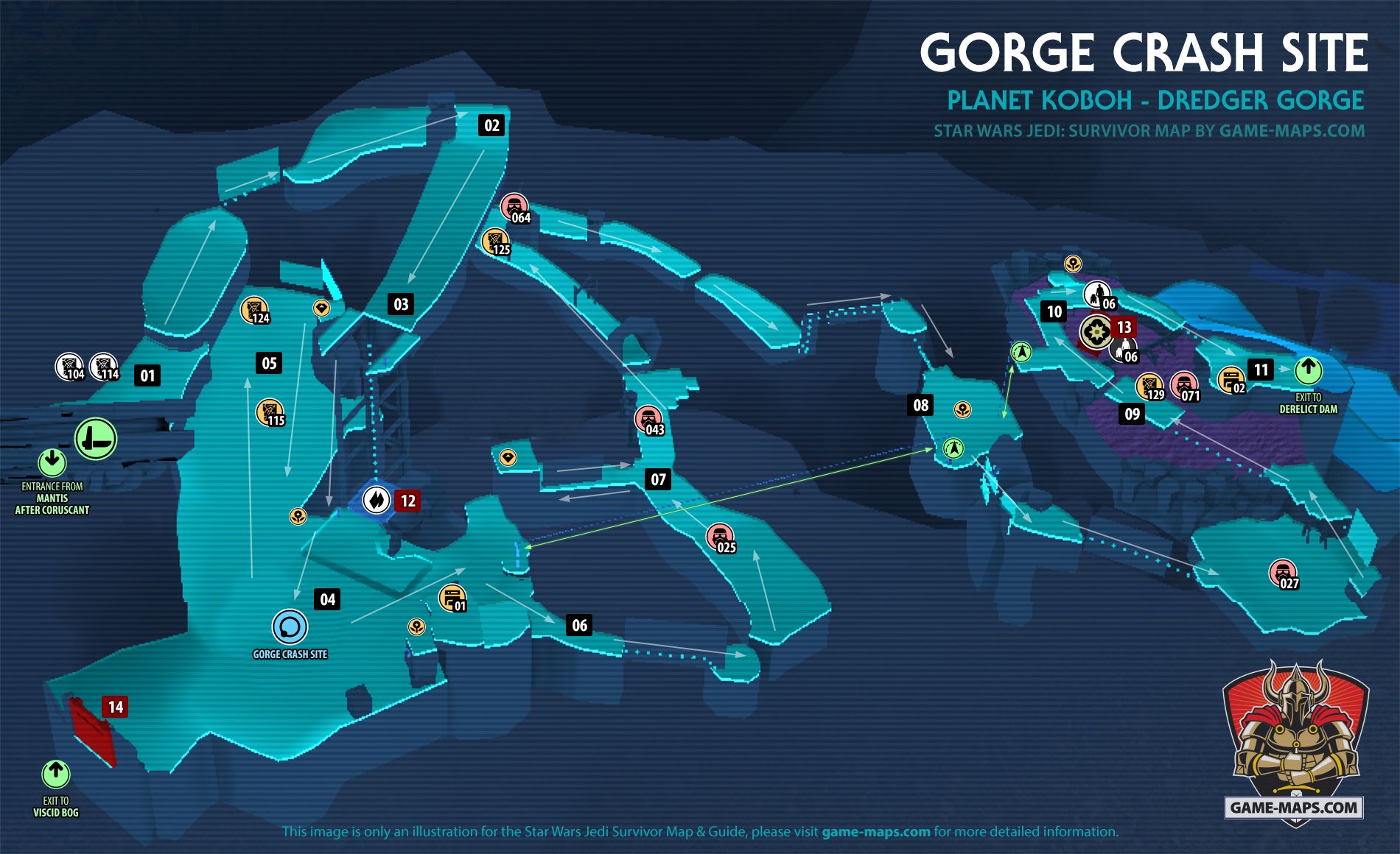 Gorge Crash Site Map Koboh Planet for Star Wars Jedi Survivor