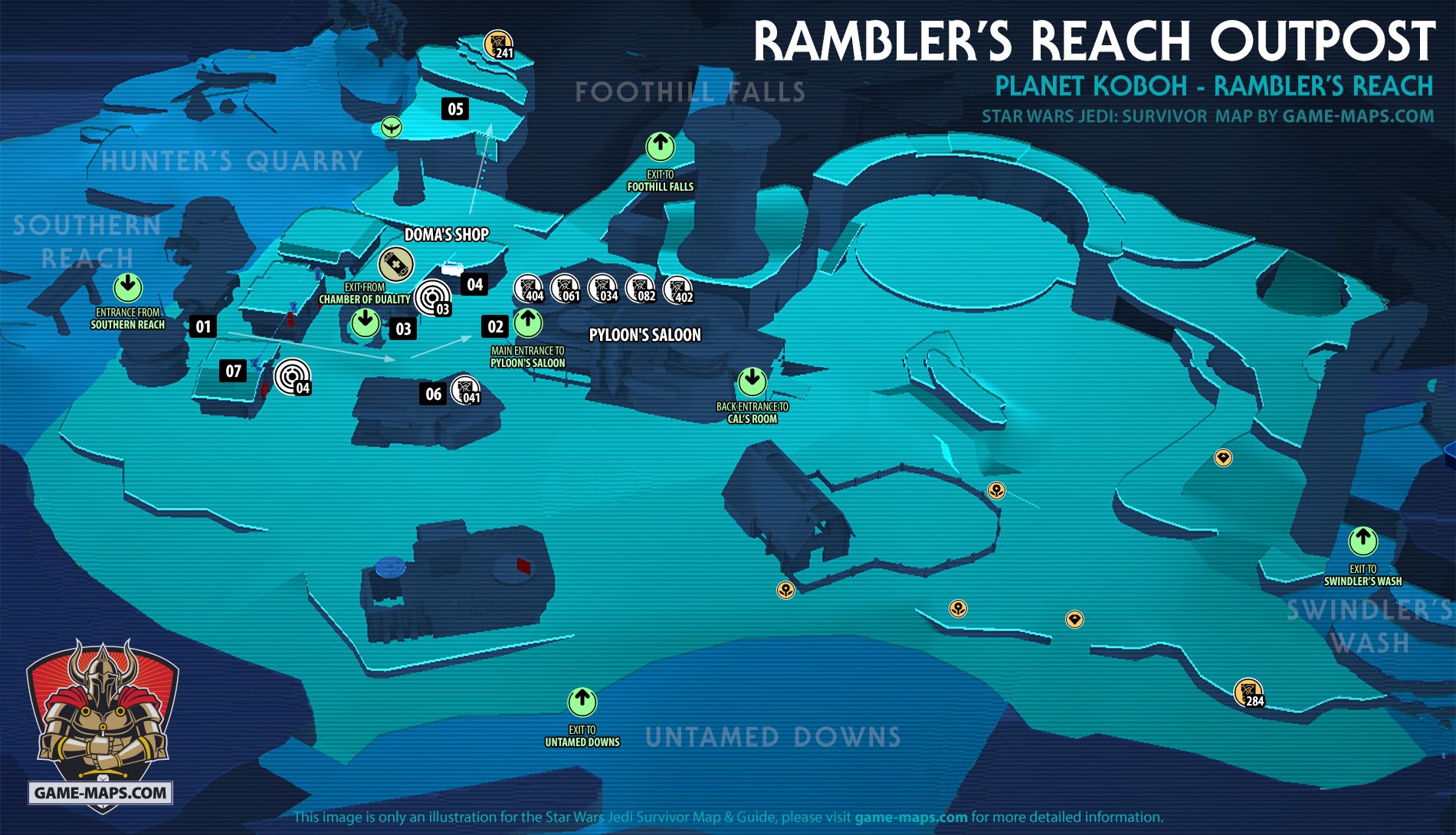 Rambler’s Reach Outpost Map Koboh Planet for Star Wars Jedi Survivor