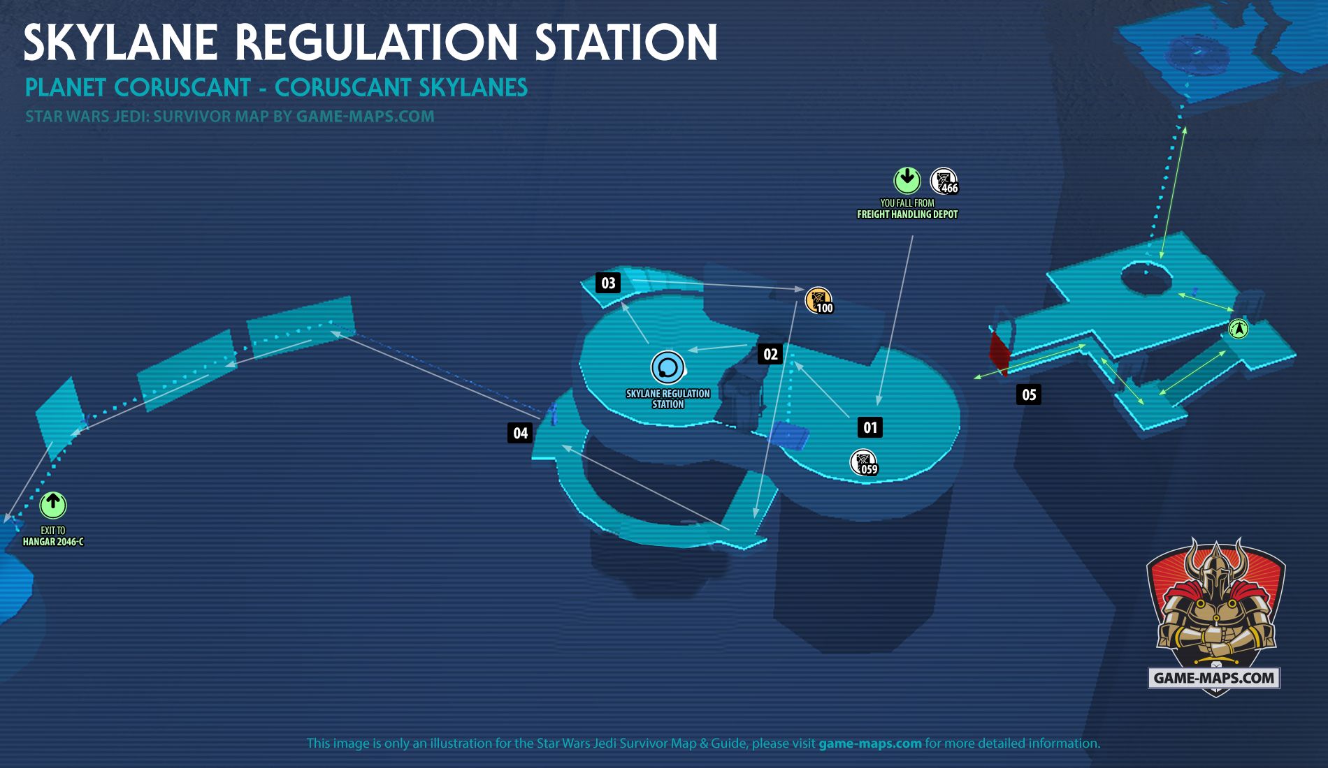 Skylane Regulation Station Map Coruscant Planet for Star Wars Jedi Survivor