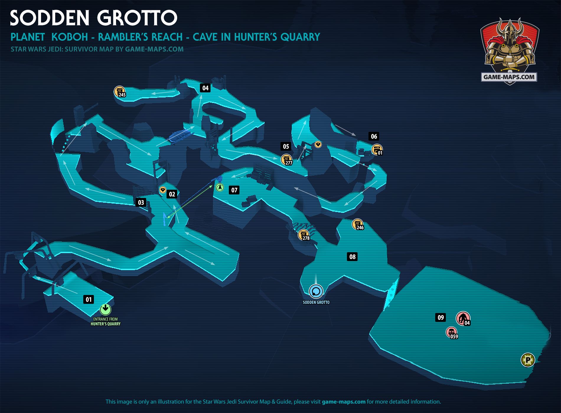 Sodden Grotto Map Koboh Planet for Star Wars Jedi Survivor