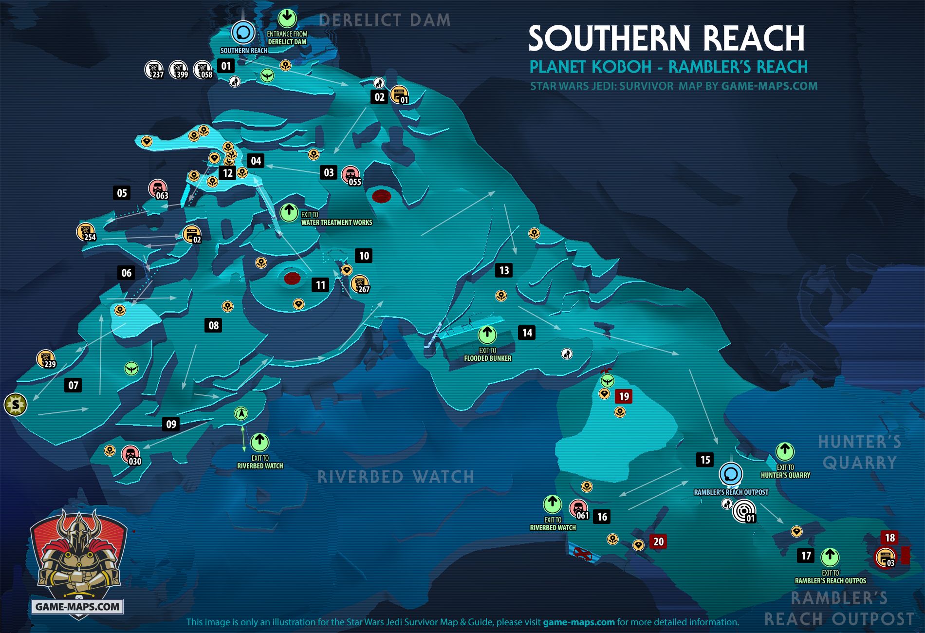Southern Reach Map Koboh Planet for Star Wars Jedi Survivor