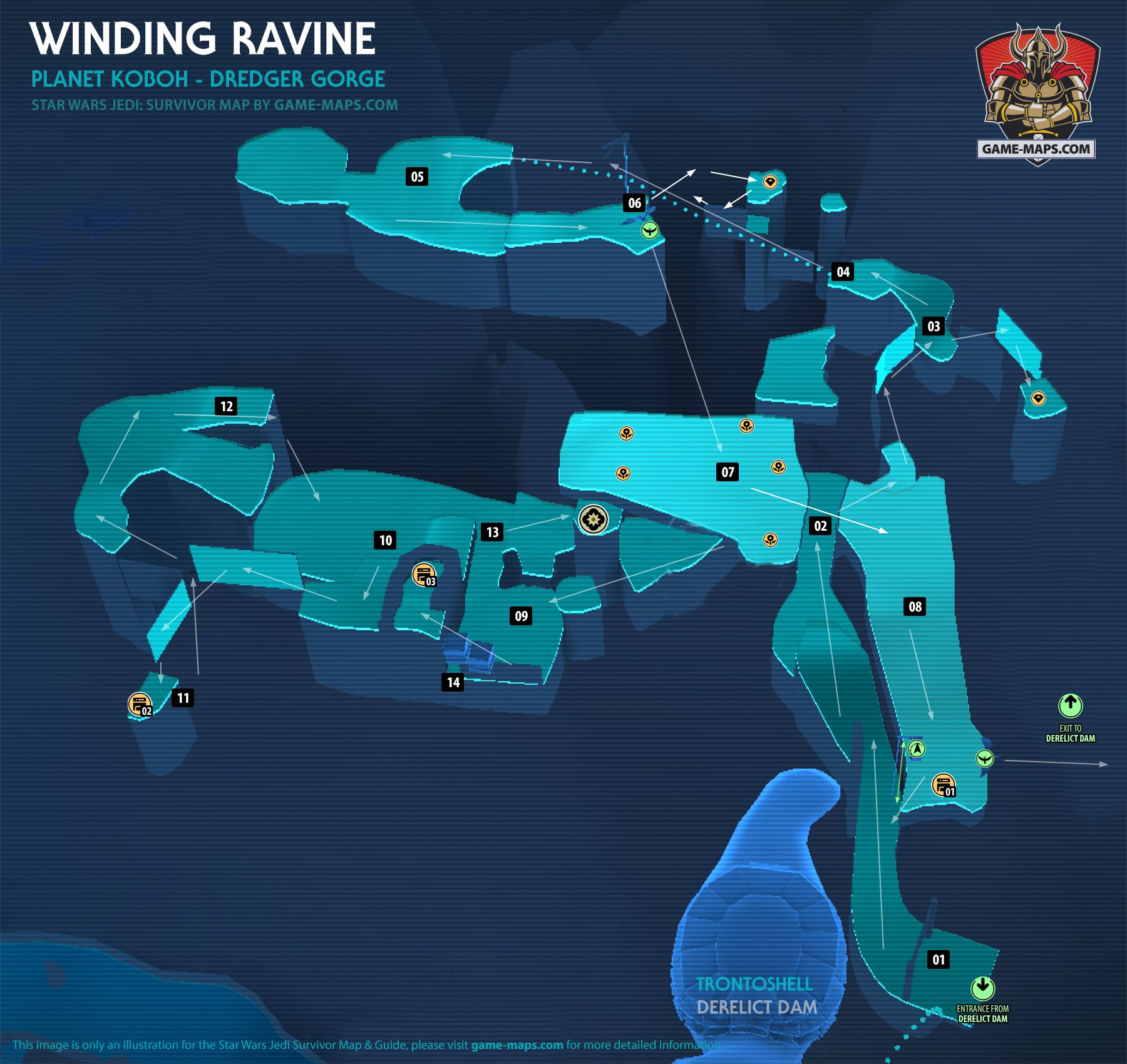 Winding Ravine Map Koboh Planet for Star Wars Jedi Survivor