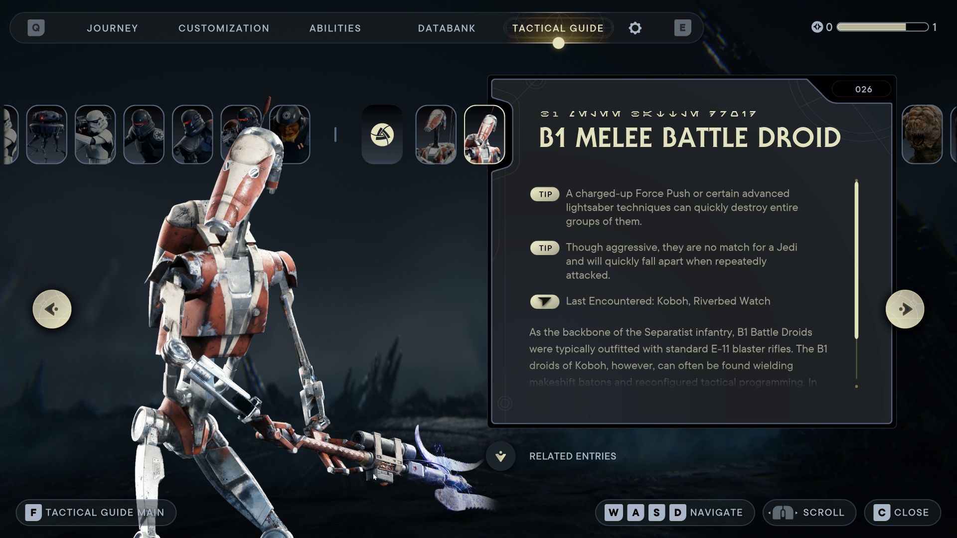 B1 Melee Battle Droid (026) Star Wars Jedi Survivor Tactical Guide Update - Star Wars Jedi Survivor