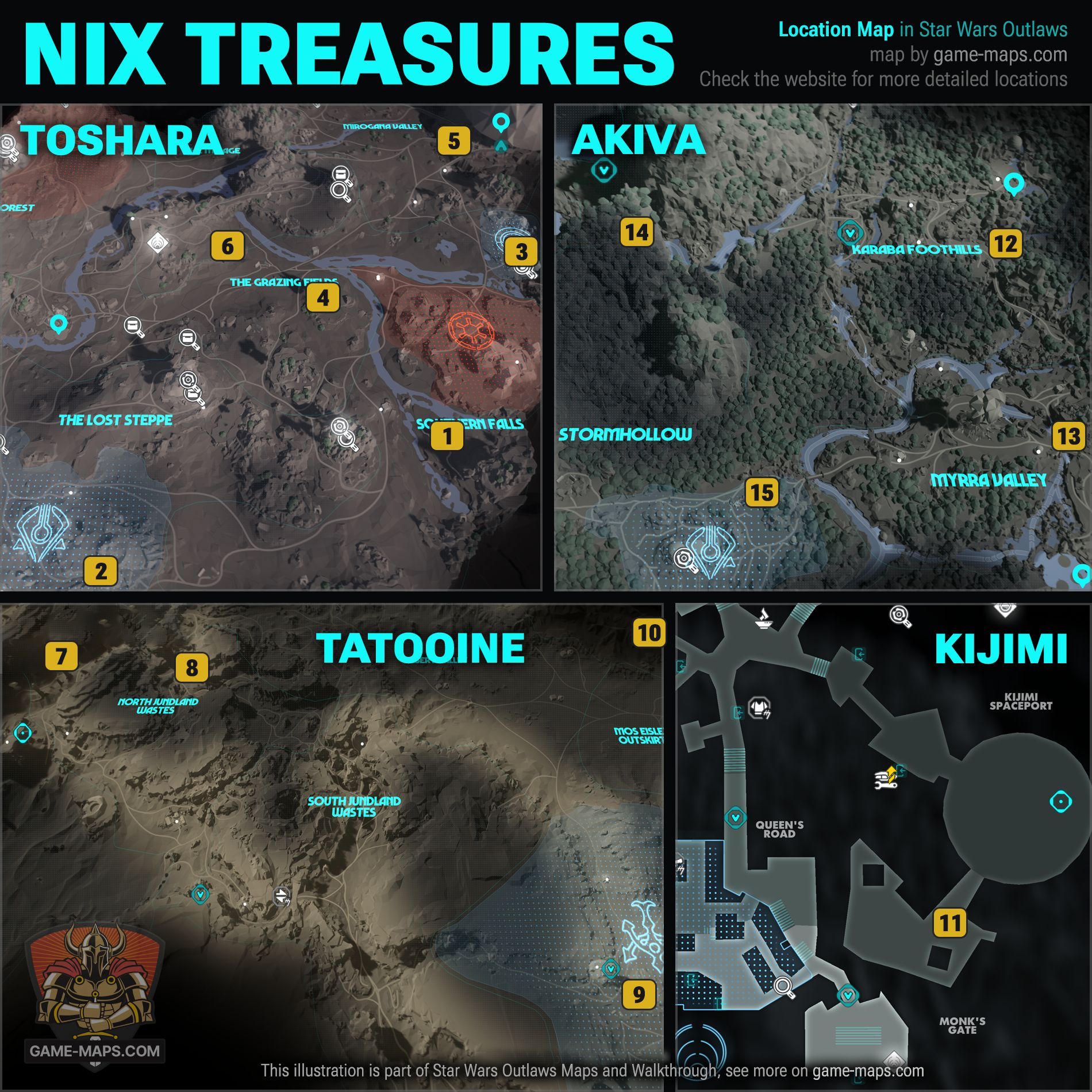 Map of all Nix Treasure Locations with Walkthroughs