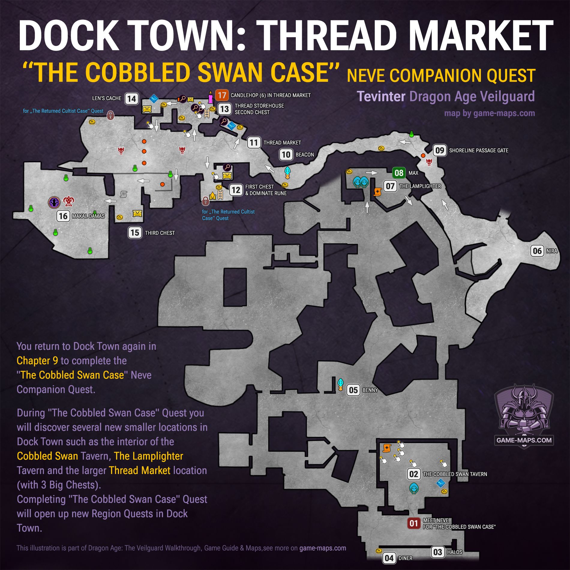 Dock Town Map: Thread Market - The Cobbled Swan Case - Dragon Age Veilguard