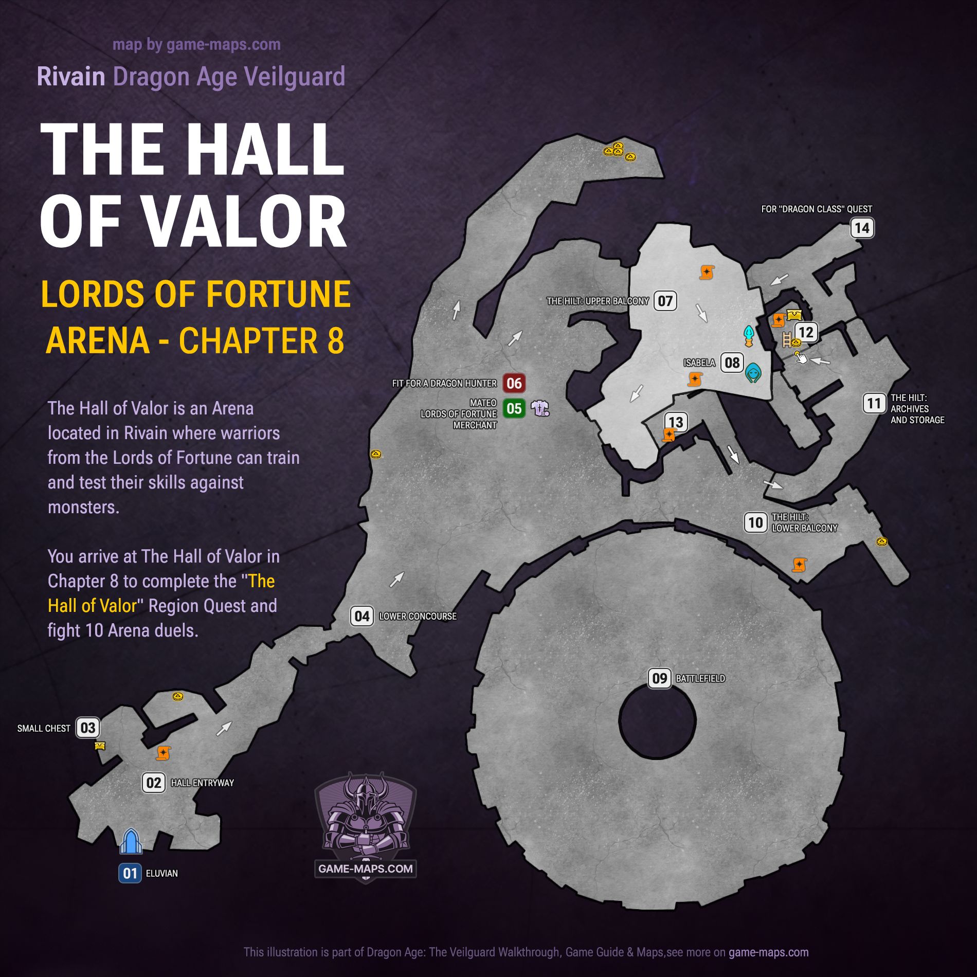 The Hall of Valor Map - Lords of Fortune Arena - Dragon Age Veilguard