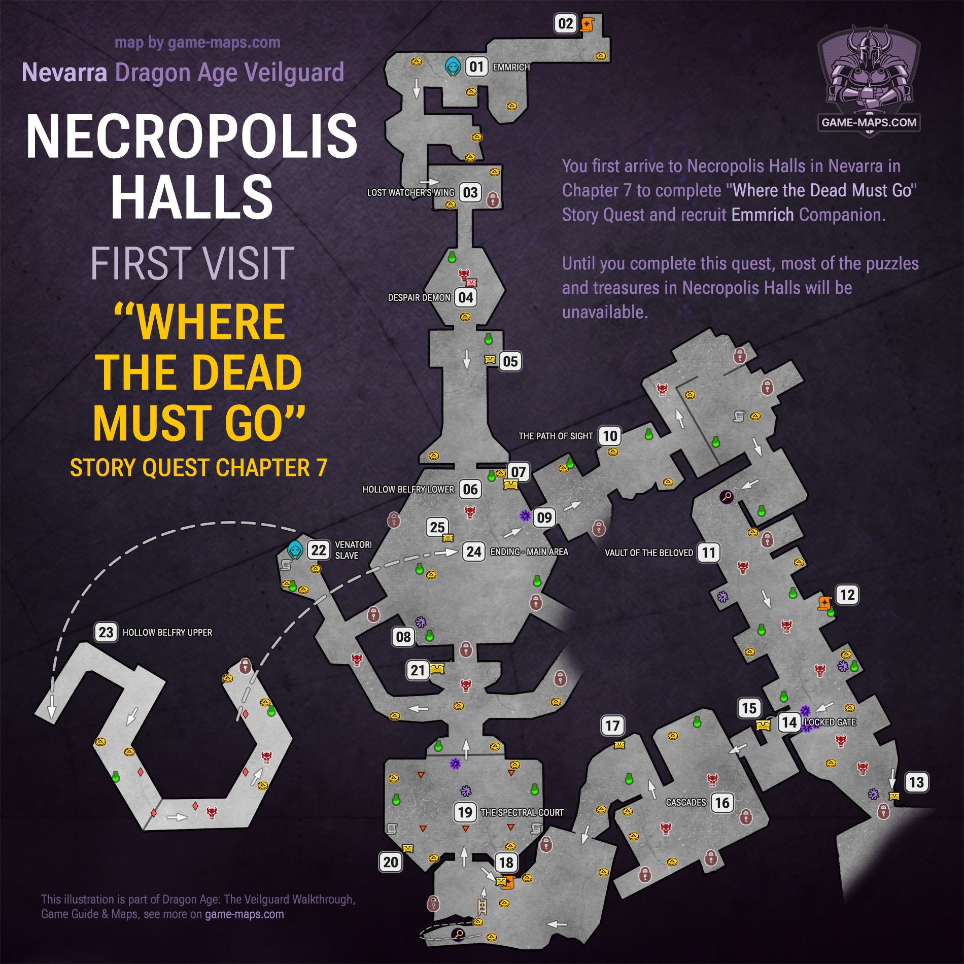 Necropolis Halls - Dragon Age Veilguard Map - Where the Dead Must Go Quest - Chapter 7: Nevarra