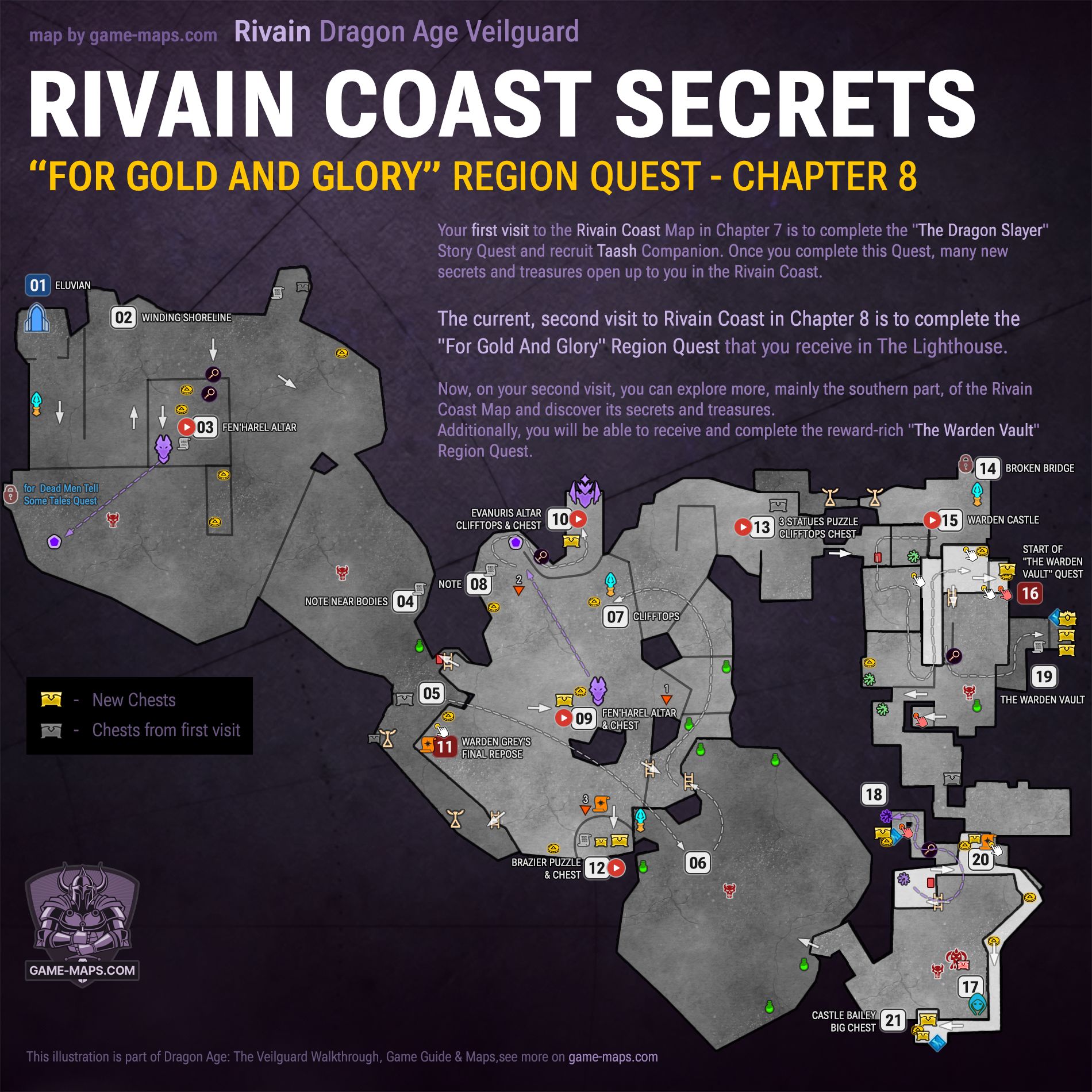 Rivain Coast Secrets Map - Dragon Age Veilguard Map - For Gold And Glory Region Quest - Chapter 8: Rivain