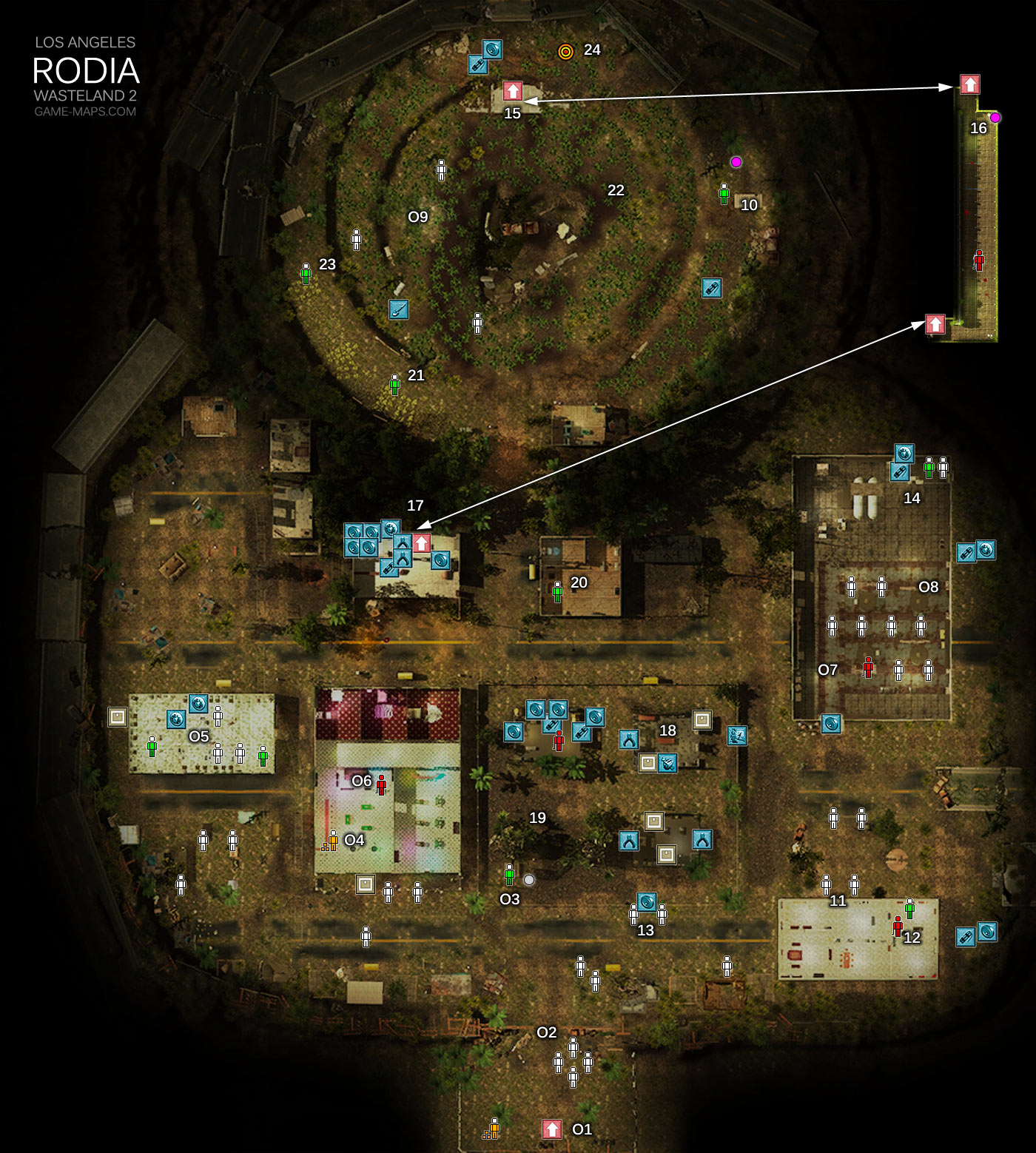 Wasteland 2 Los Angeles Map Rodia   Los Angeles   Wasteland 2 | game maps.com