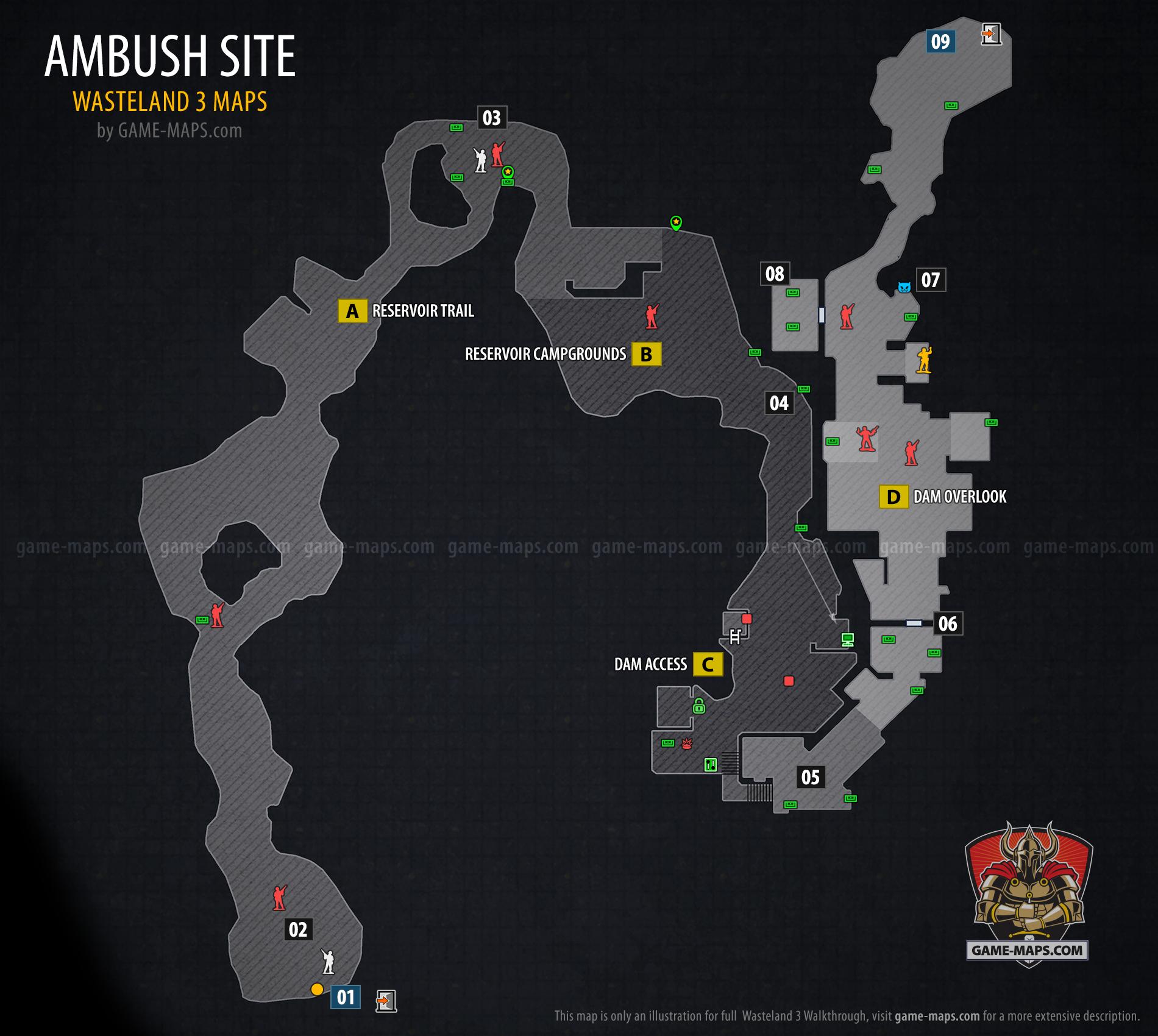Map of Ambush Site in Wasteland 3