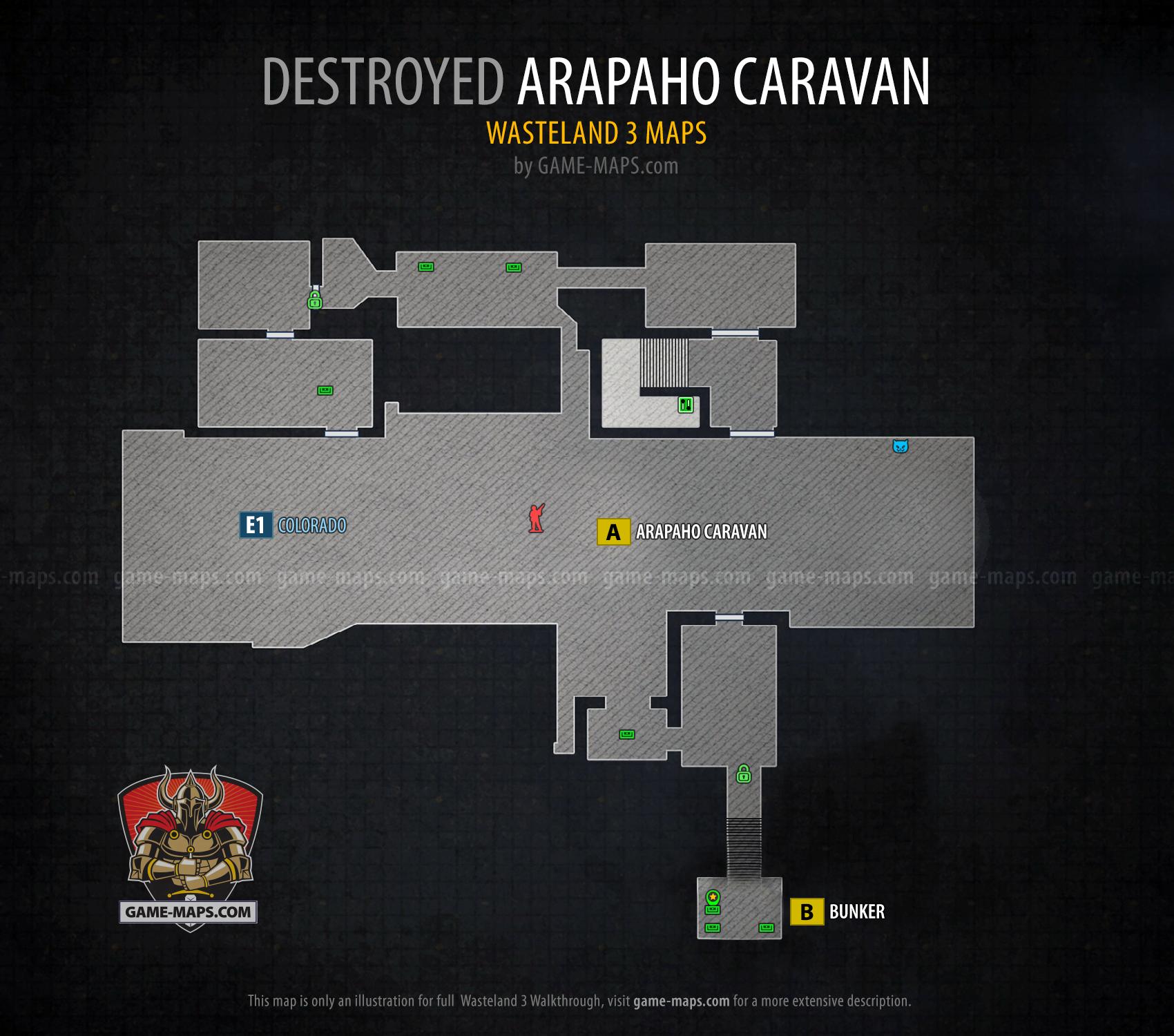 Map of Arapaho Caravan in Wasteland 3