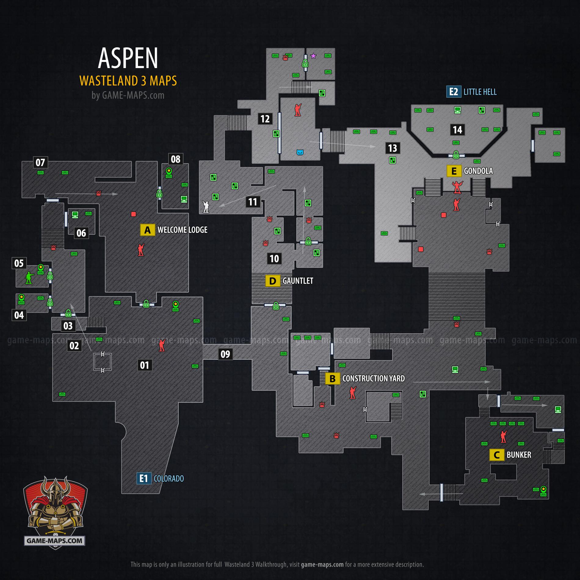 Map of Aspen in Wasteland 3