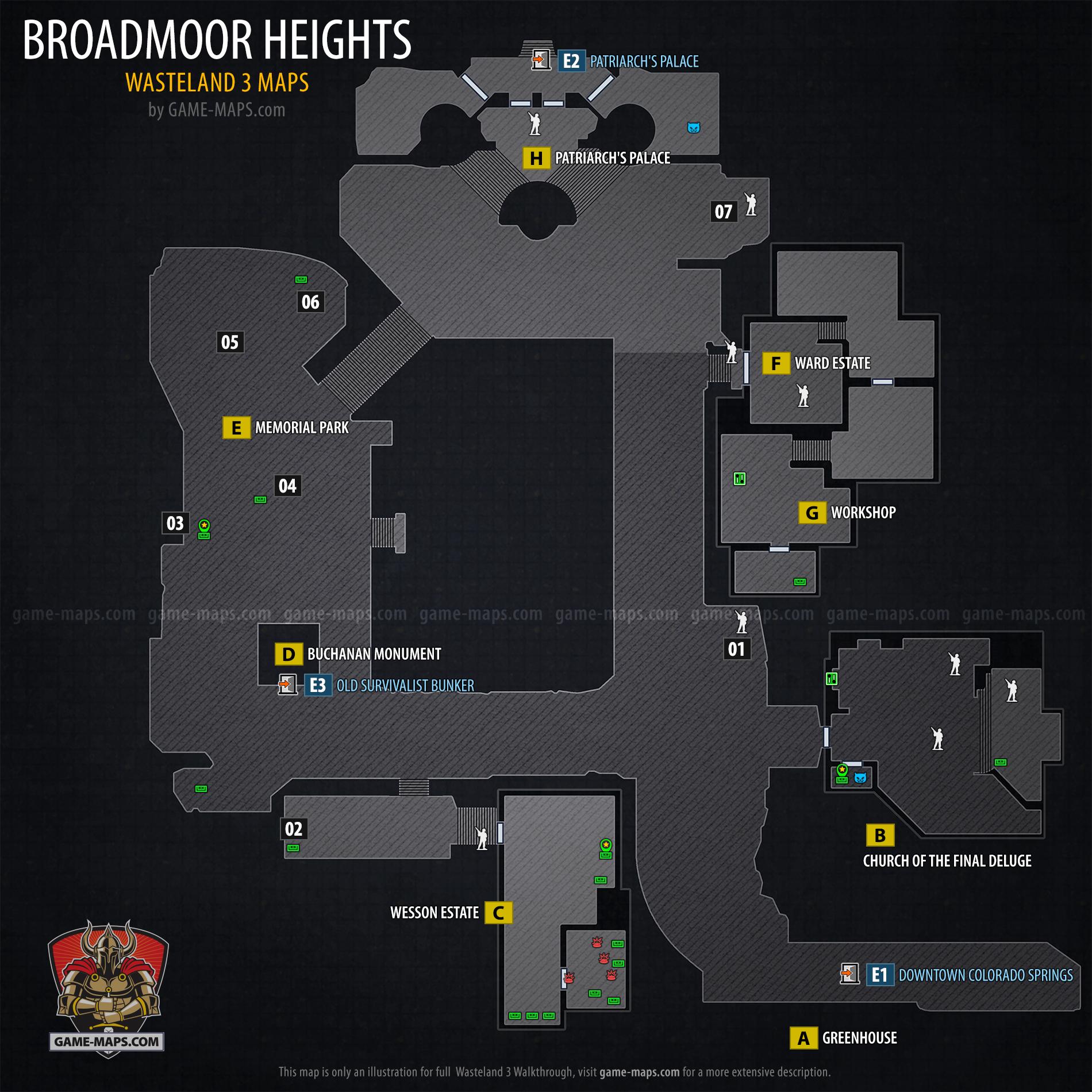 Map of Broadmoor Heights in Wasteland 3