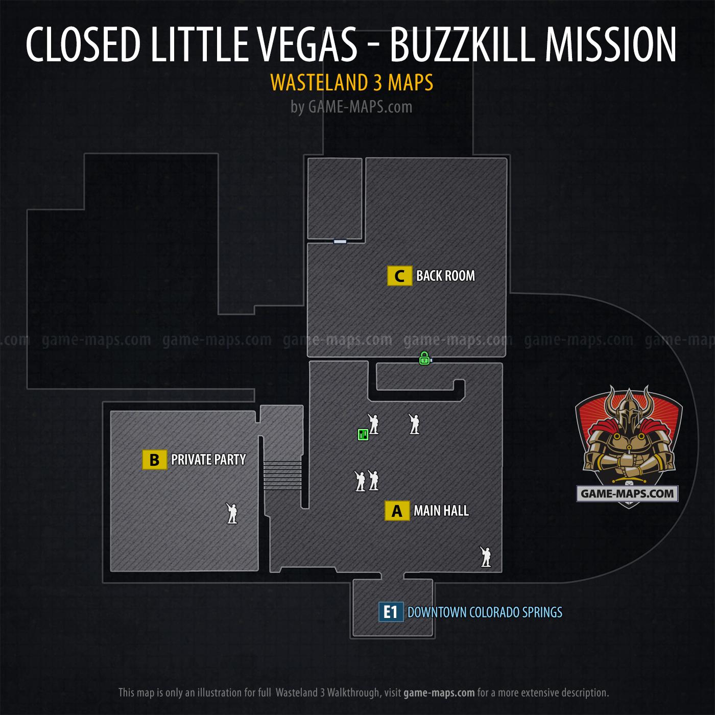 Map of Closed Little Vegas in Wasteland 3