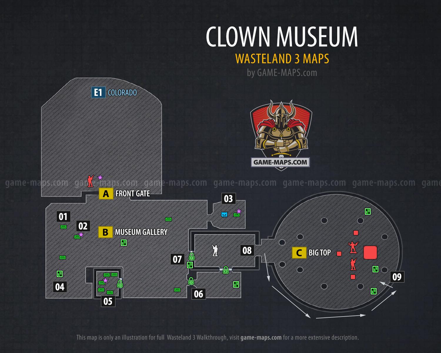 Map of Clown Museum in Wasteland 3