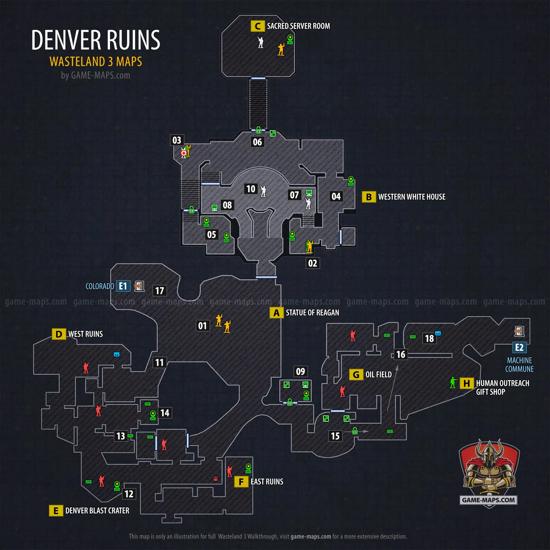 Map of Denver Ruins in Wasteland 3