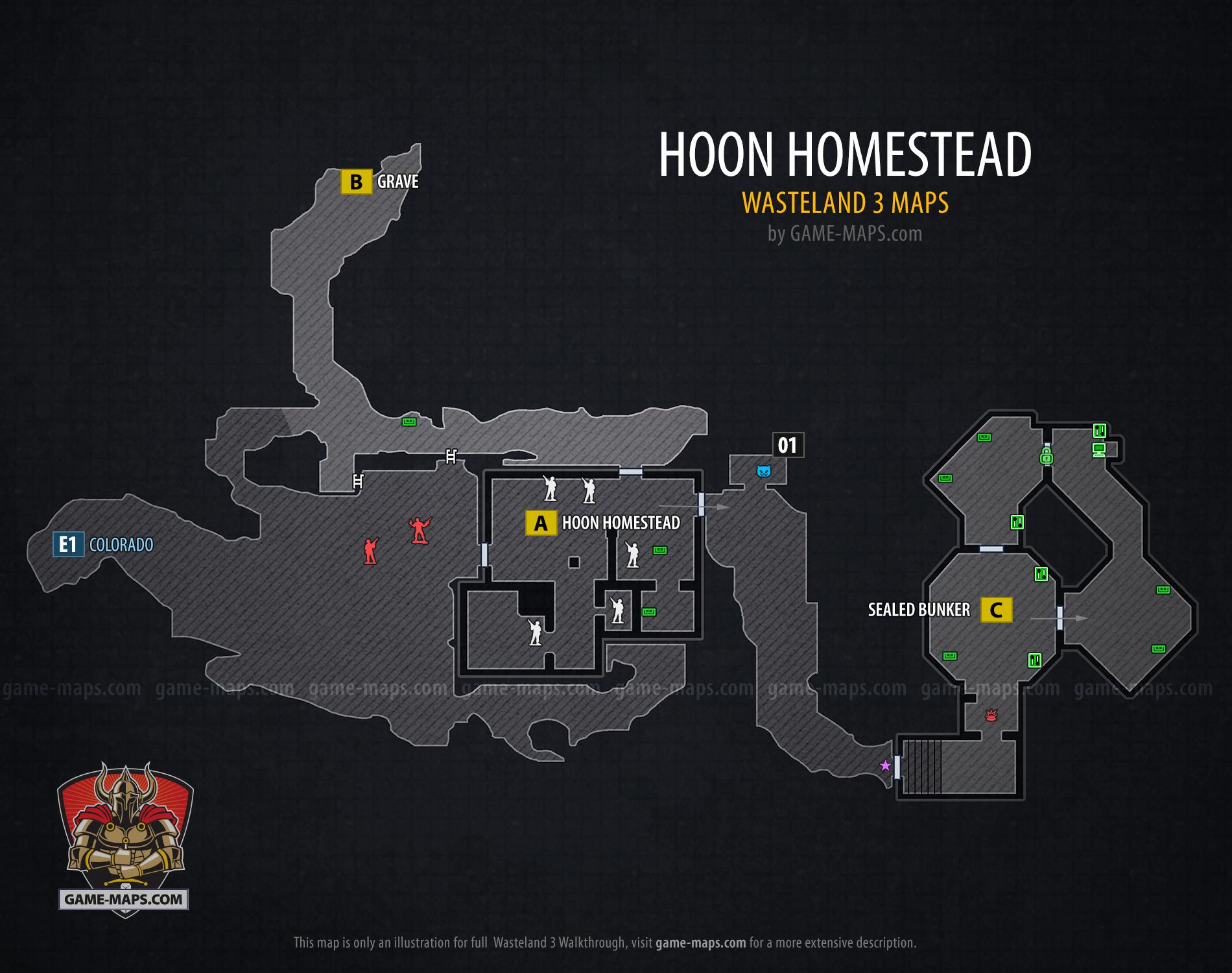 Map of Hoon Homestead in Wasteland 3