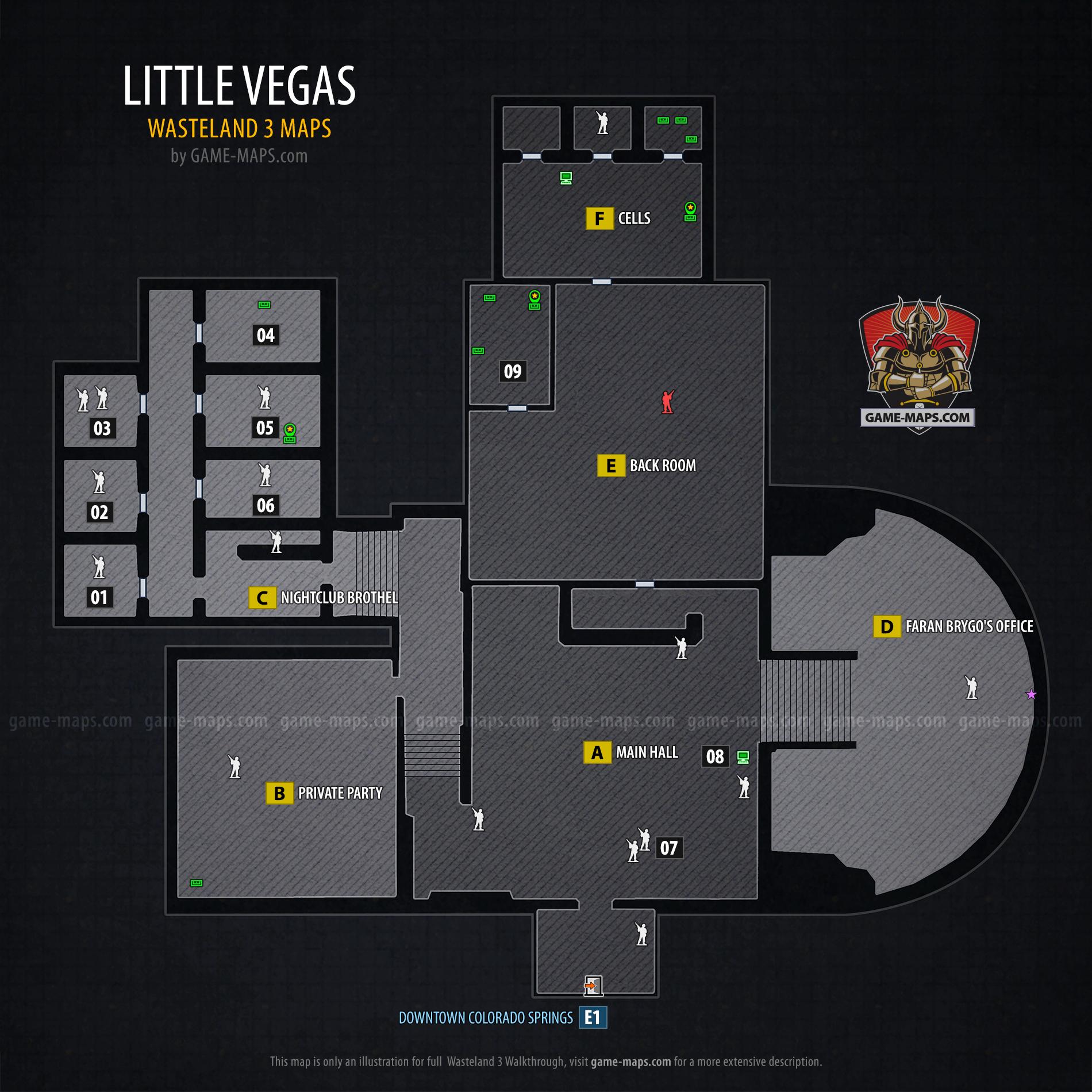 Map of Little Vegas in Wasteland 3